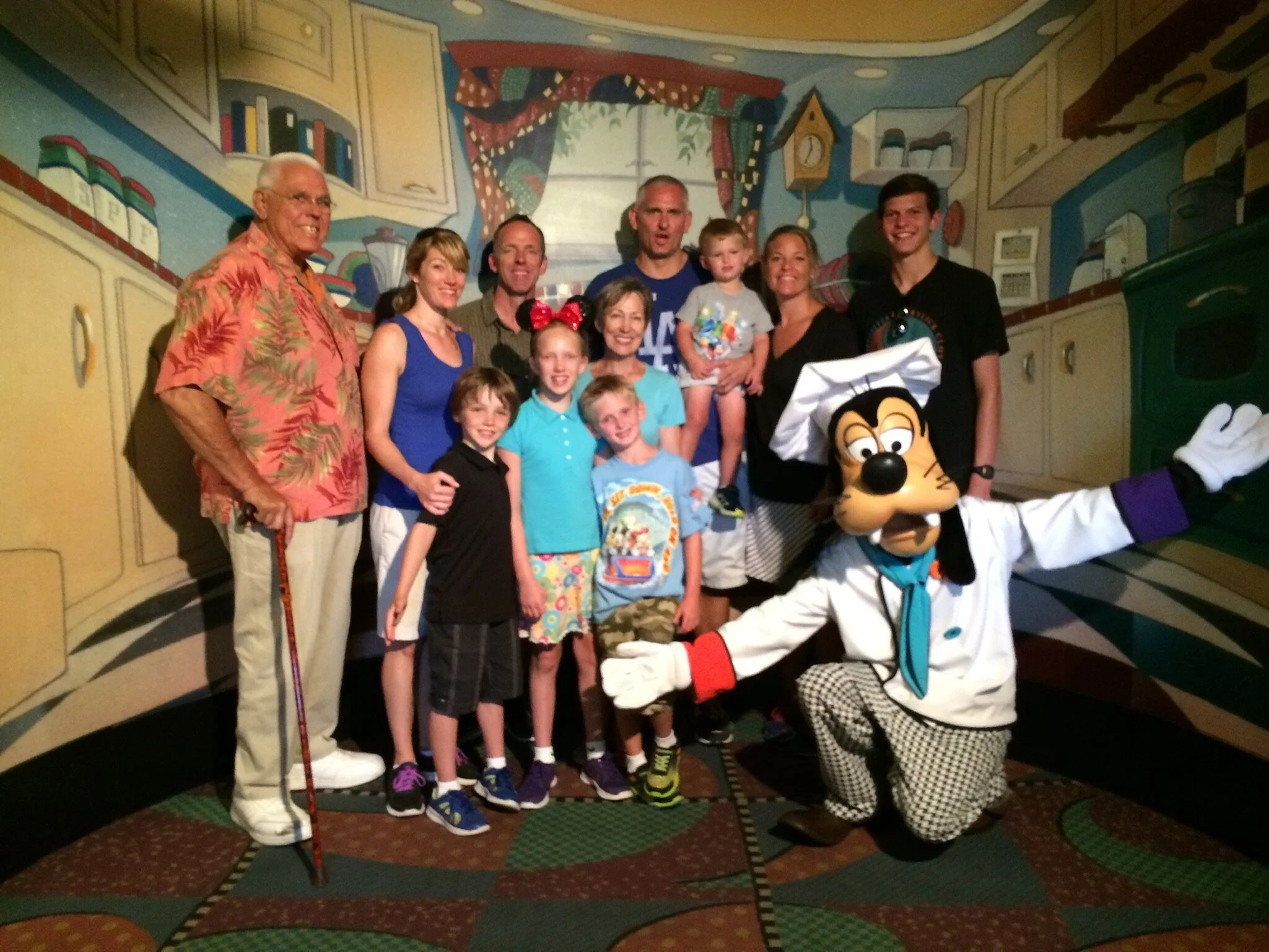 Jon Bruno with family at Goofy's Kitchen at Disneyland