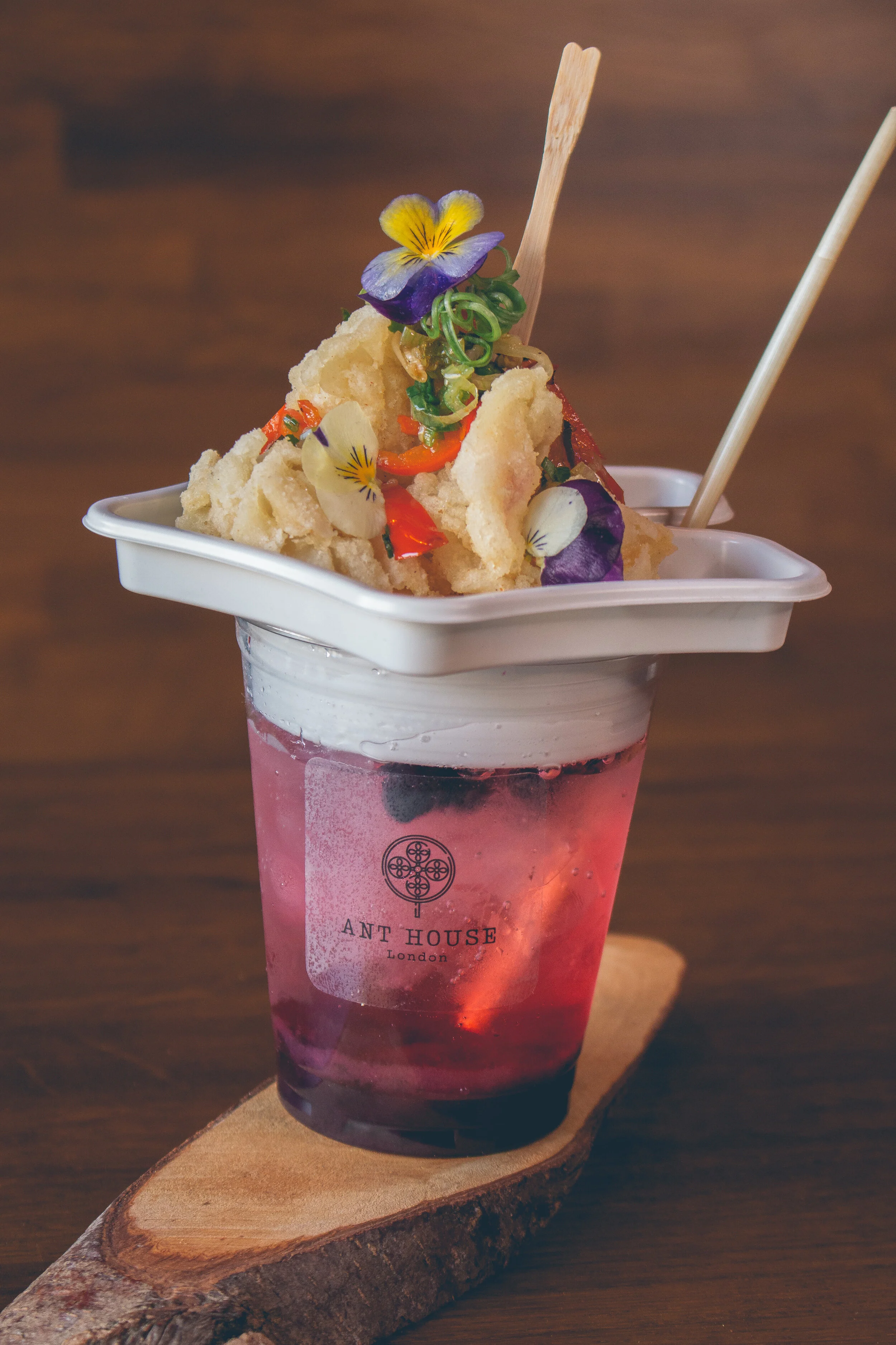 Chilli & salt and pepper squid with berries soda