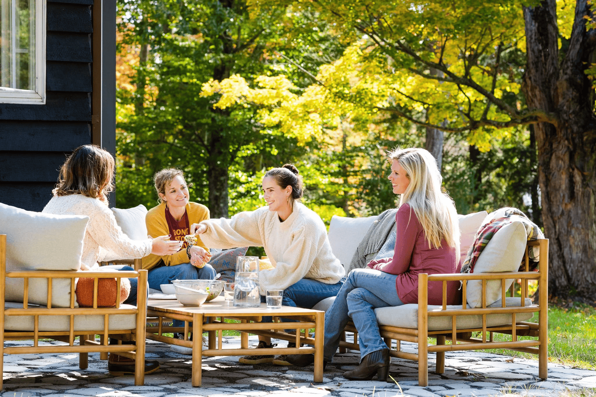 Women connecting at a retreat outdoors