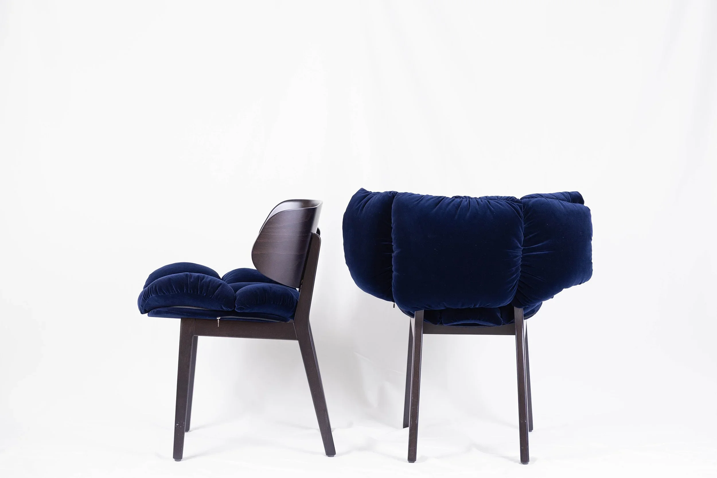 Edra Blue Velvet Dining Chair - Set of x6