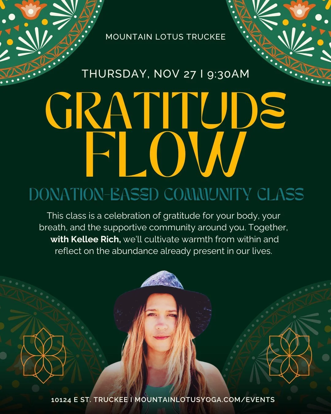✨ Join on Thanksgiving day for Gratitude Flow on Thursday, November 27 from 9:30&ndash;10:30am &mdash; a heart-opening, donation-based vinyasa class to ease into the holiday with intention and warmth.

Move through a creative blend of energizing flow
