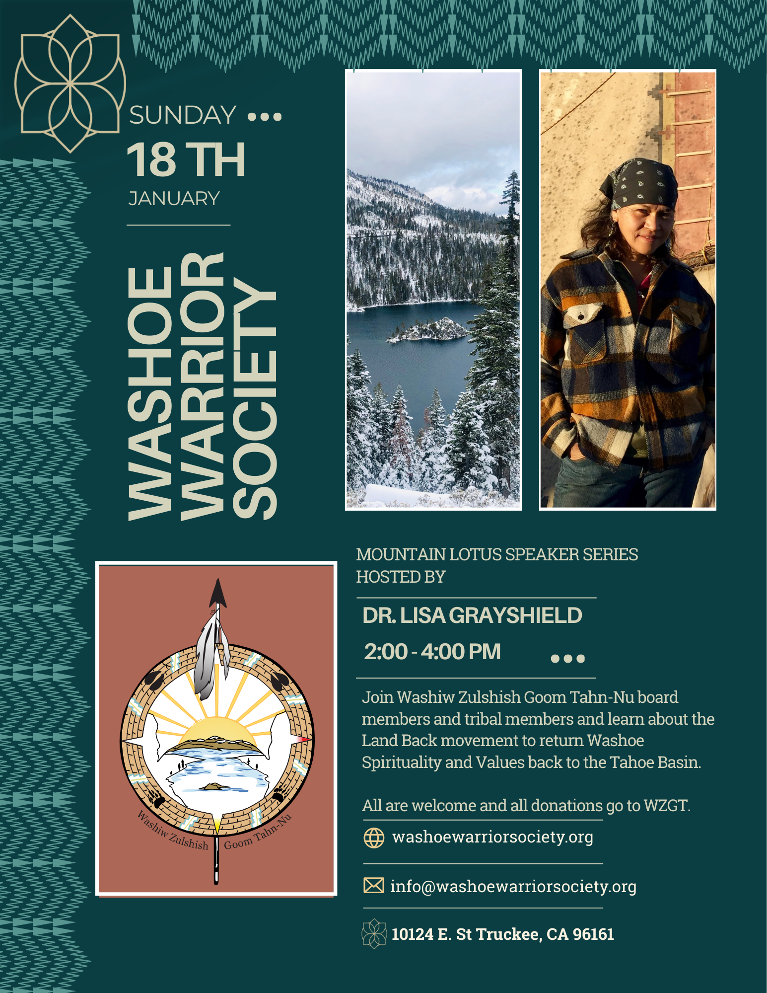 Mountain Lotus Speaker Series: Washoe Land Back &amp; Stewardship Hosted by Dr. Lisa Grayshield