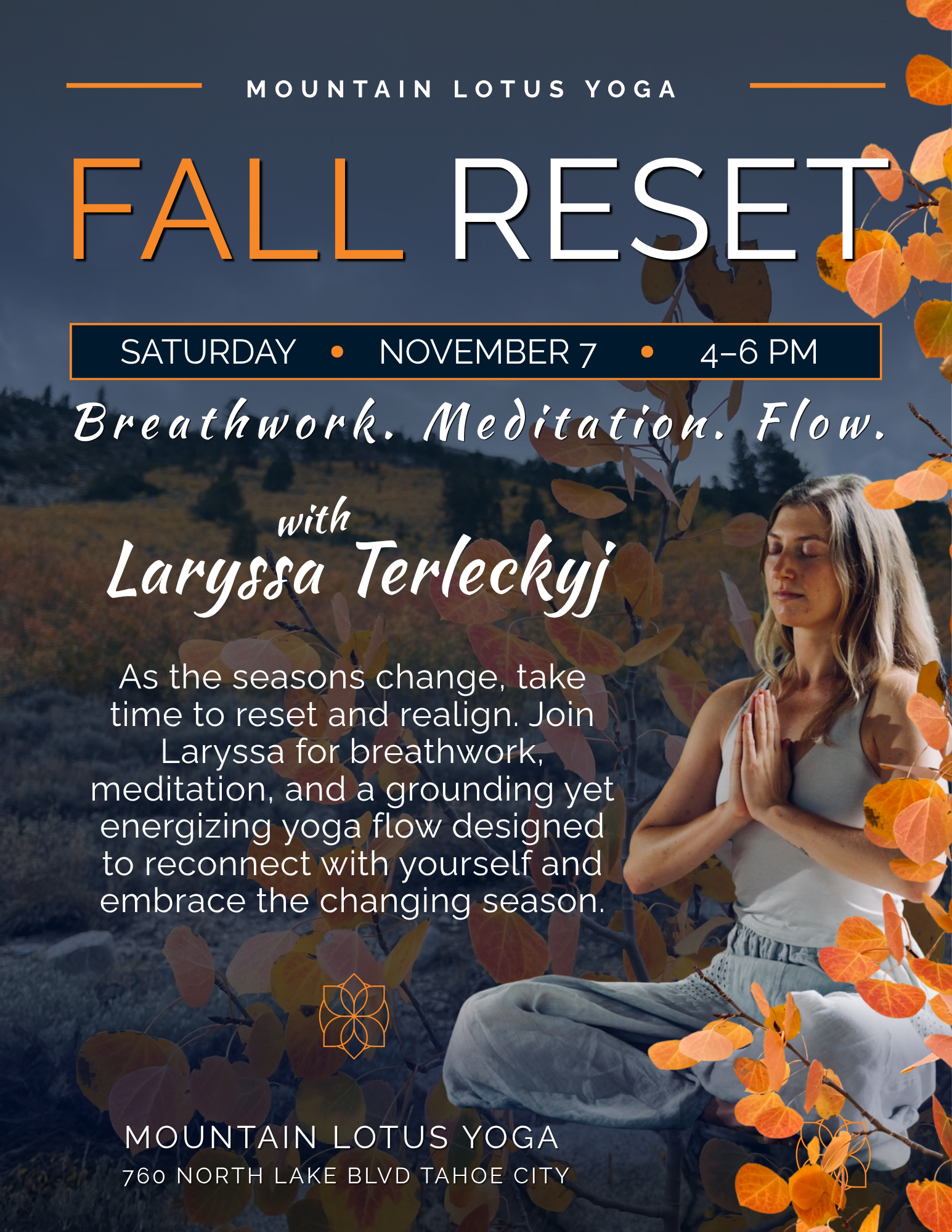 Fall Reset: Breathwork, Meditation &amp; FlowWith Laryssa Terleckyj