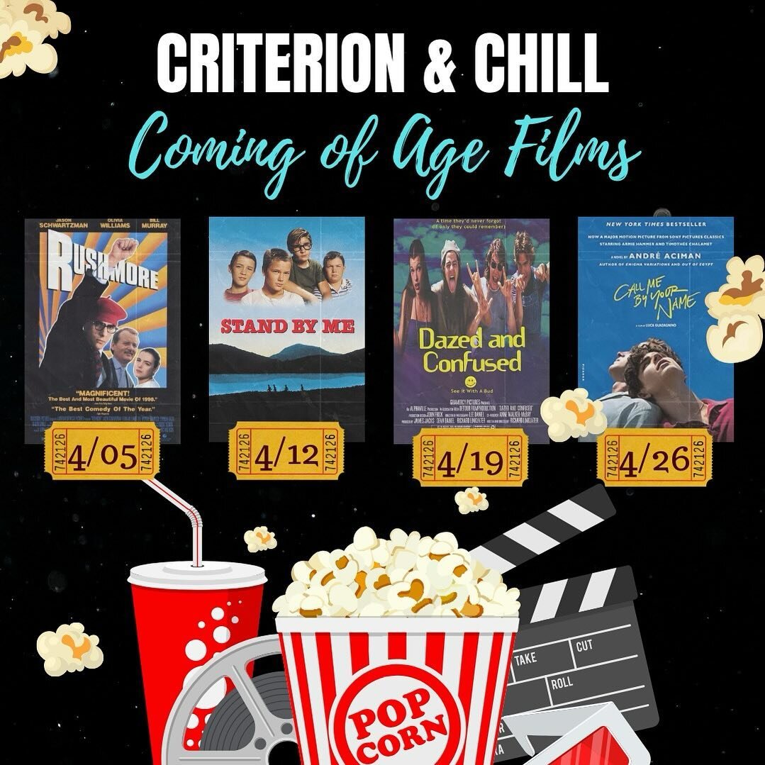 The coming of spring calls for coming of age films this month. Every Friday at 9:30. $2 off wine and cocktails. Hope you can make it out &mdash; it&rsquo;d be a lot cooler if you did.