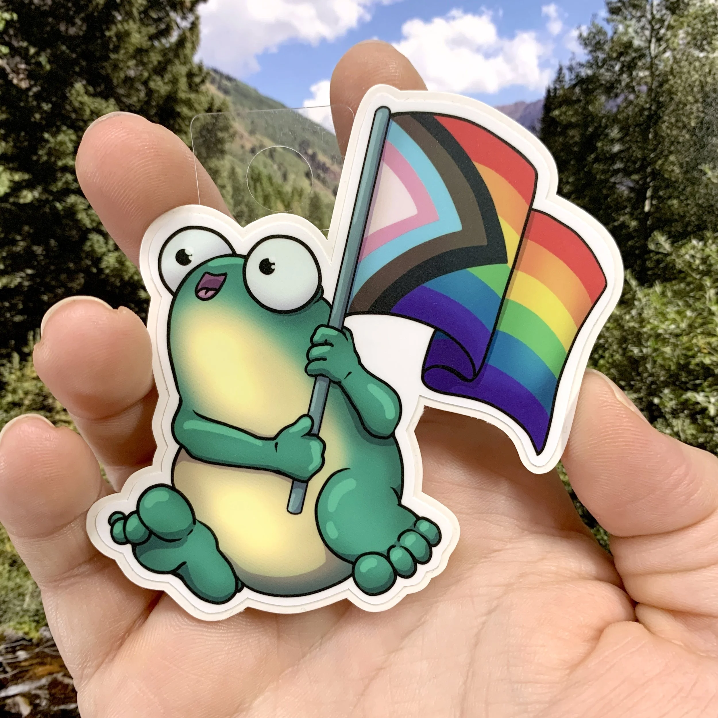 Pride Flag Frog Vinyl Sticker — figmentpudding