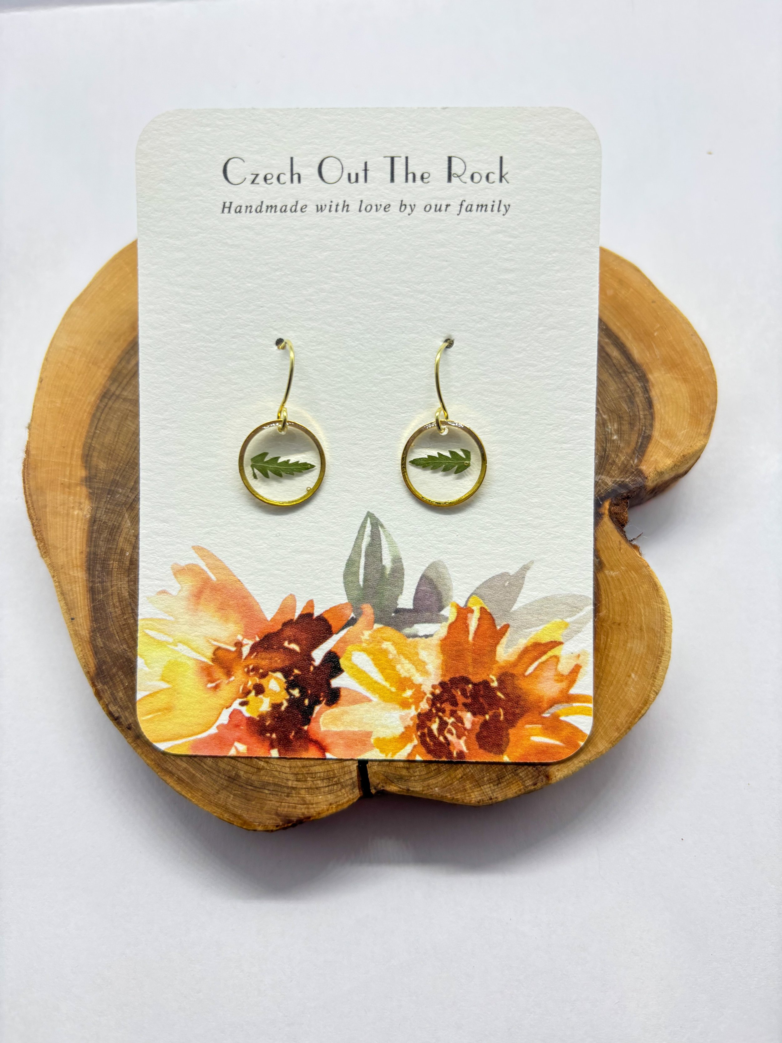 Dainty Round Fern Earrings