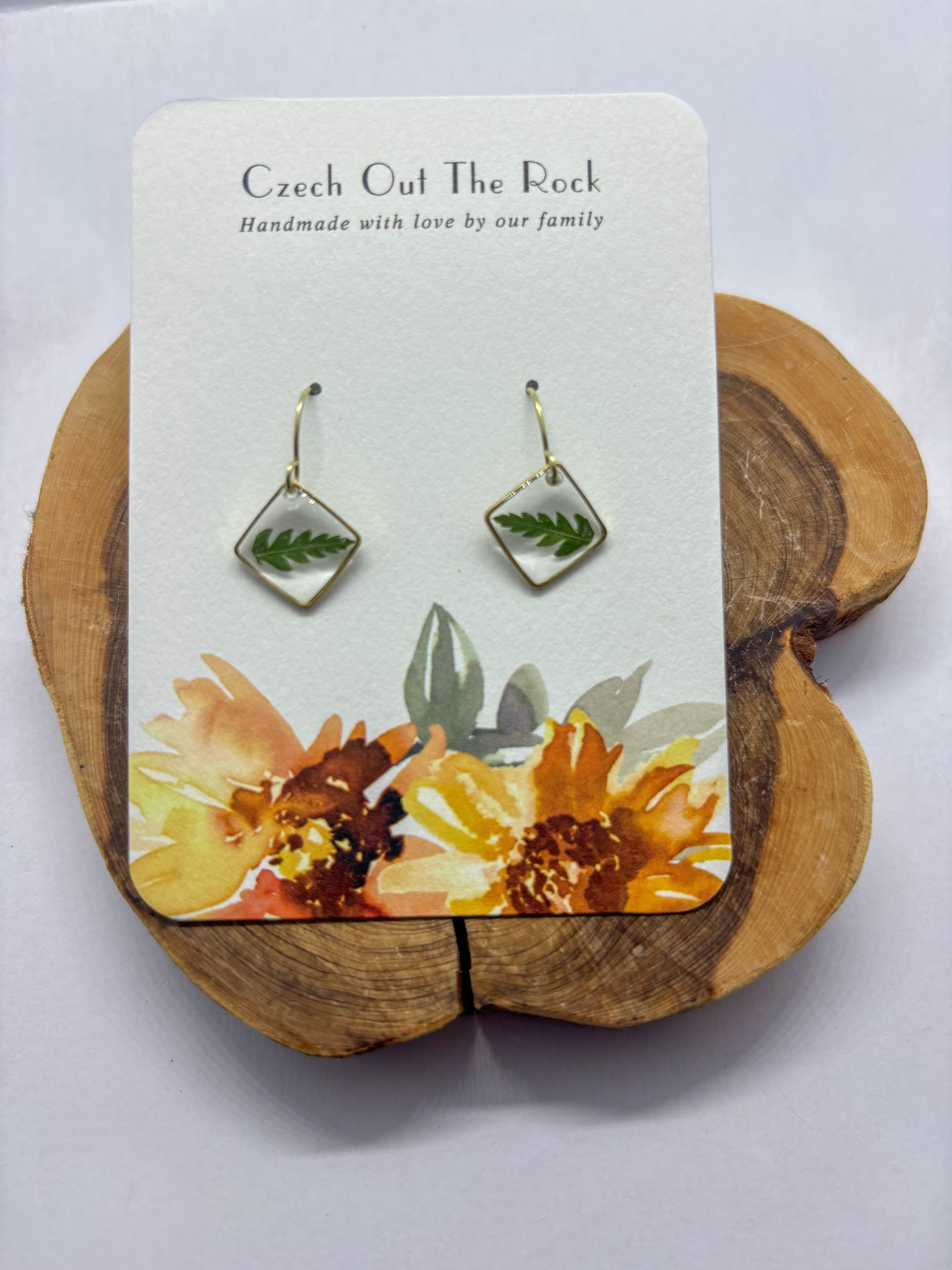 Dainty Square Fern Earrings