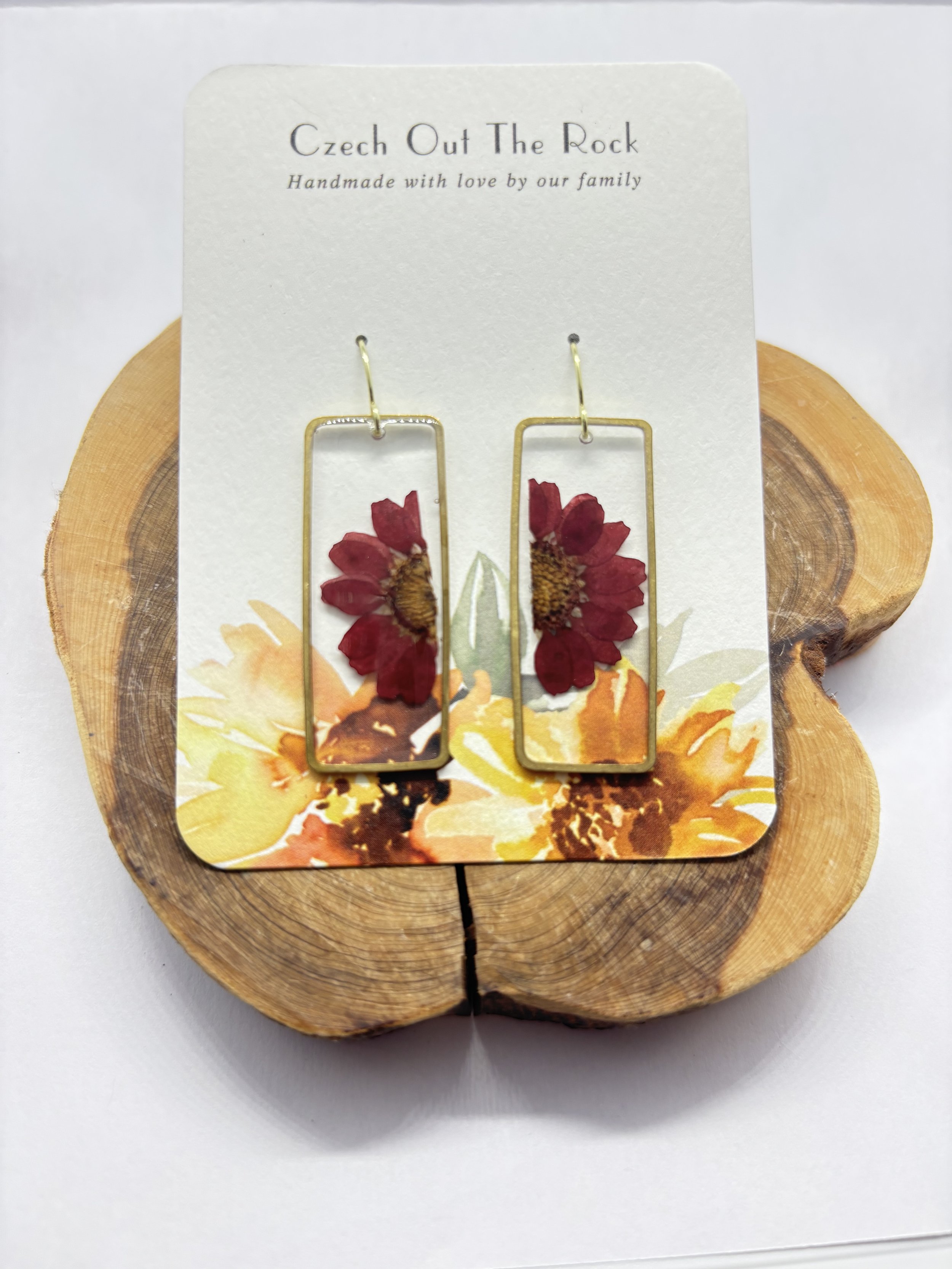 Red Half Daisy Earrings