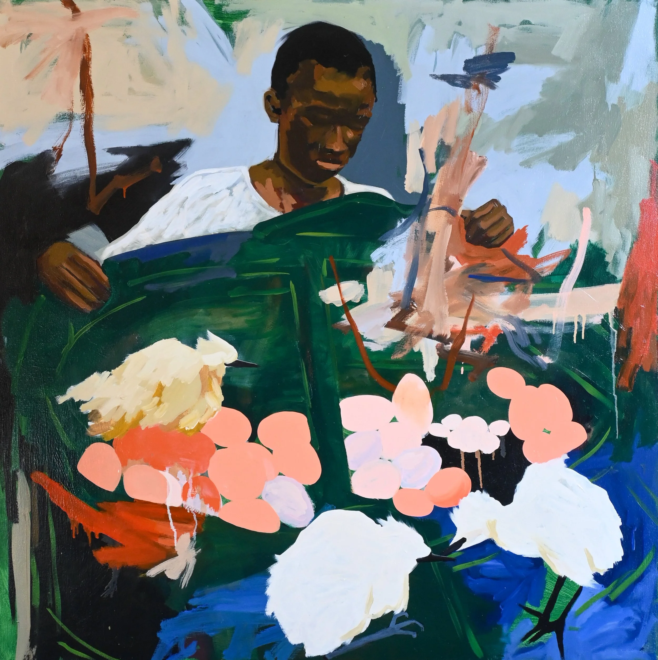 The Heron Keeper   120cm x 120cm  Available at J. Mackey Gallery  