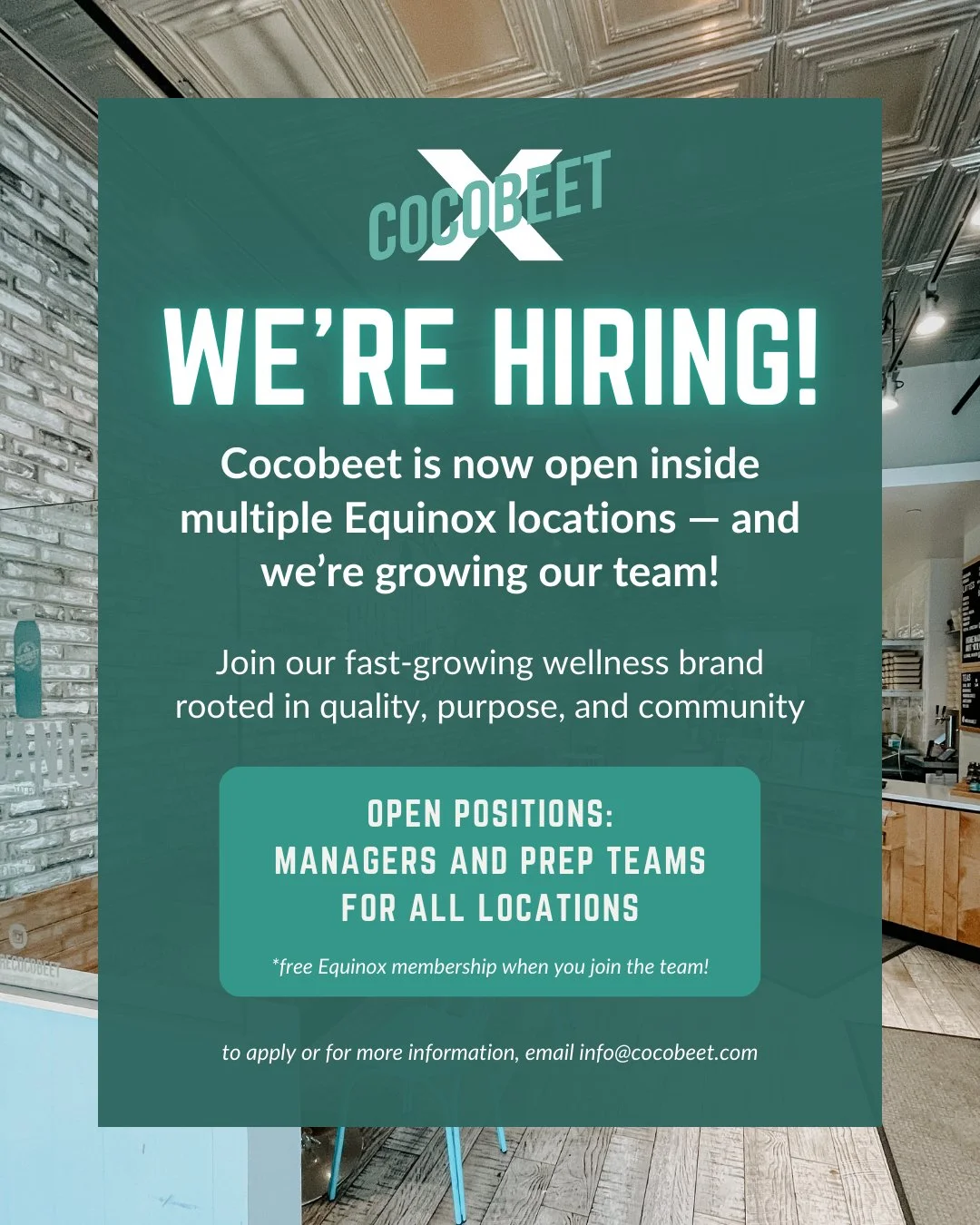 Your next role? Rooted in wellness.🌿

We&rsquo;re growing and NOW HIRING at all locations: Boston, Wellesley, Equinox Gyms.

➡️ Open roles: Managers &amp; Prep Team Members
✨ Pro tip: Join the team and enjoy a complimentary Equinox gym membership!

