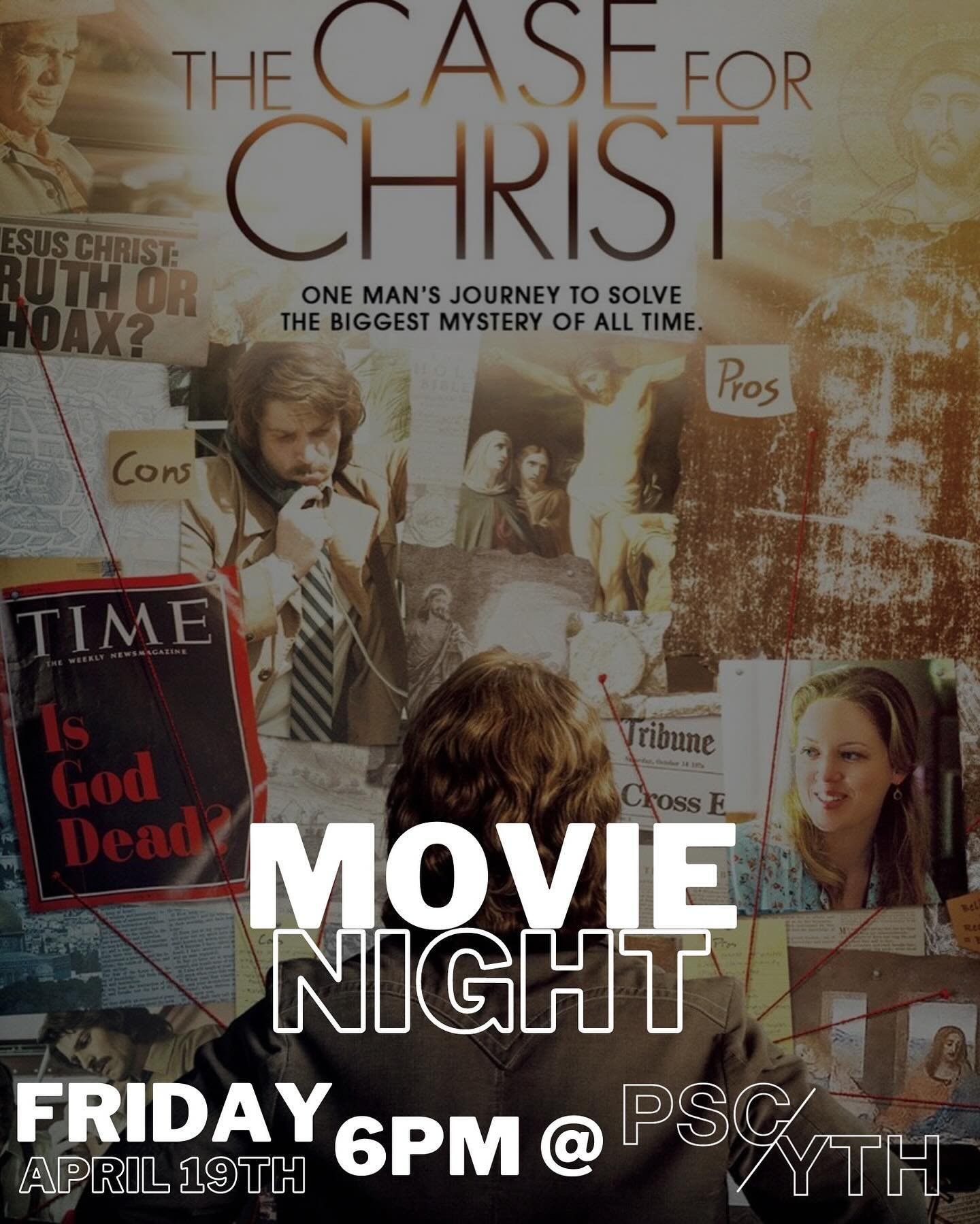 Reminder that PSC YTH will NOT have a small group happening tonight, but students come by tomorrow, April 19th at 6pm to watch The Case for Christ at Palmetto Shores Church. Popcorn and refreshments will be provided 🍿See you at movie night, PSC YTH!