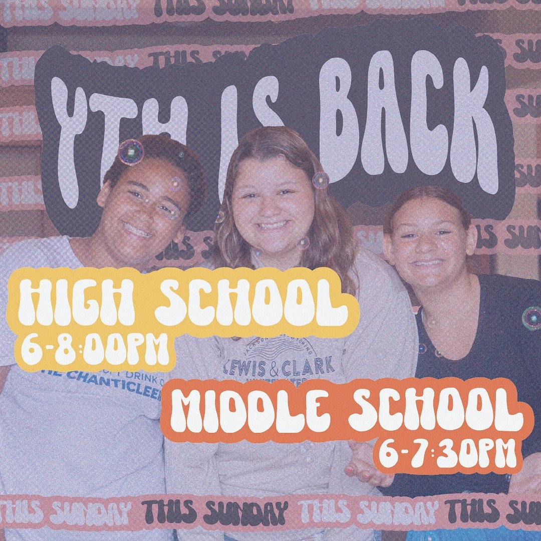 YTH IS BACK THIS SUNDAY 🙌 

if you&rsquo;re in HS check out our new time 👀👀👀👀 

we cant wait to see you all and grow closer Jesus this year! ❤️