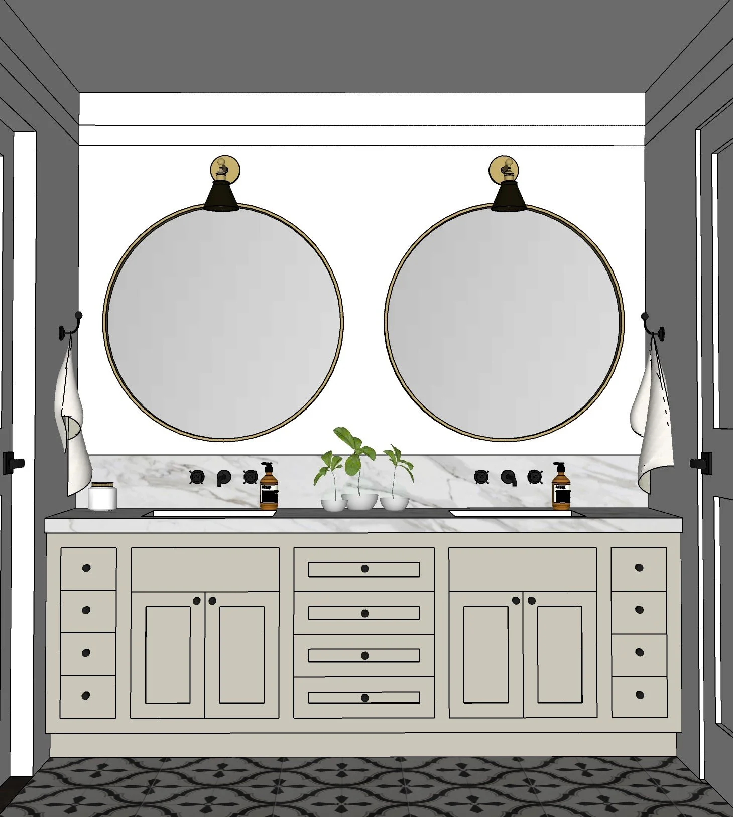 This bathroom was designed by Alyssa Kang, owner of Alyssa Tara Interiors, while she was employed at Pure Salt Interiors.