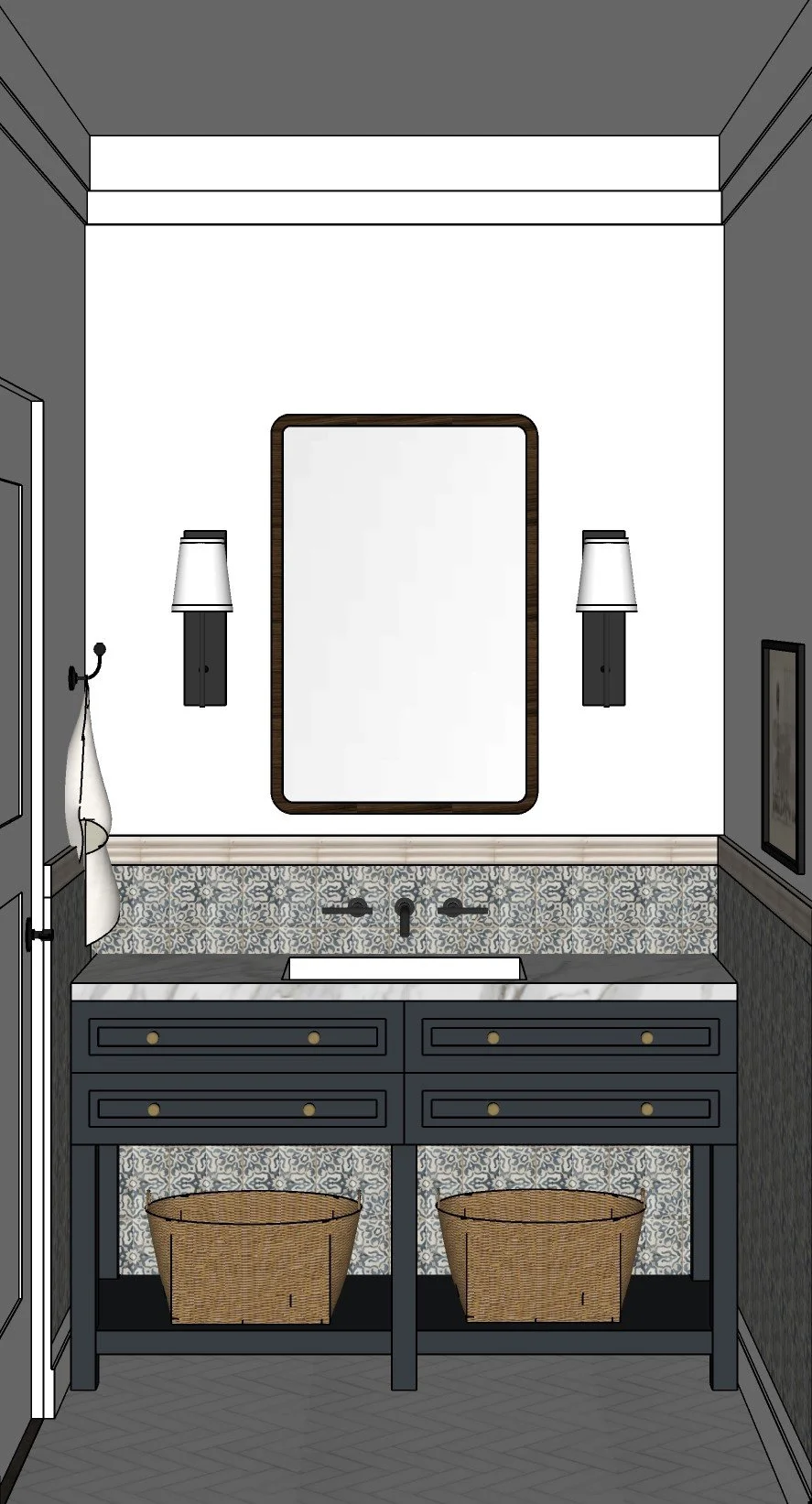 This bathroom was designed by Alyssa Kang, owner of Alyssa Tara Interiors, while she was employed at Pure Salt Interiors.