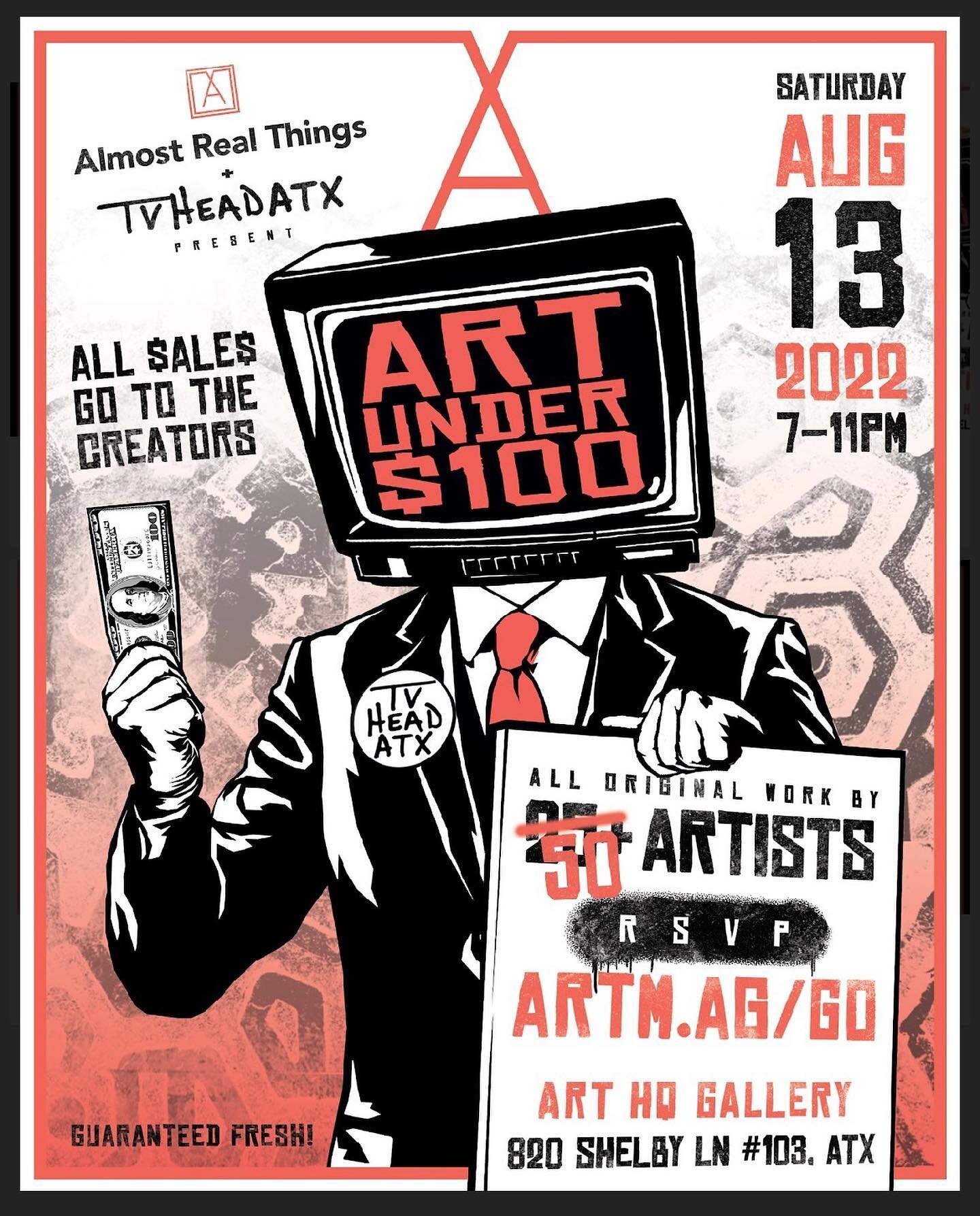 Tonight 💙 Art under $100 at @almostrealthings! I have 4 original pieces in the show and cannot wait. 7-11pm at 820 Shelby Lane. Check out the details in their bio. 

The best part - we are indoors 😆. Hope to see you there!