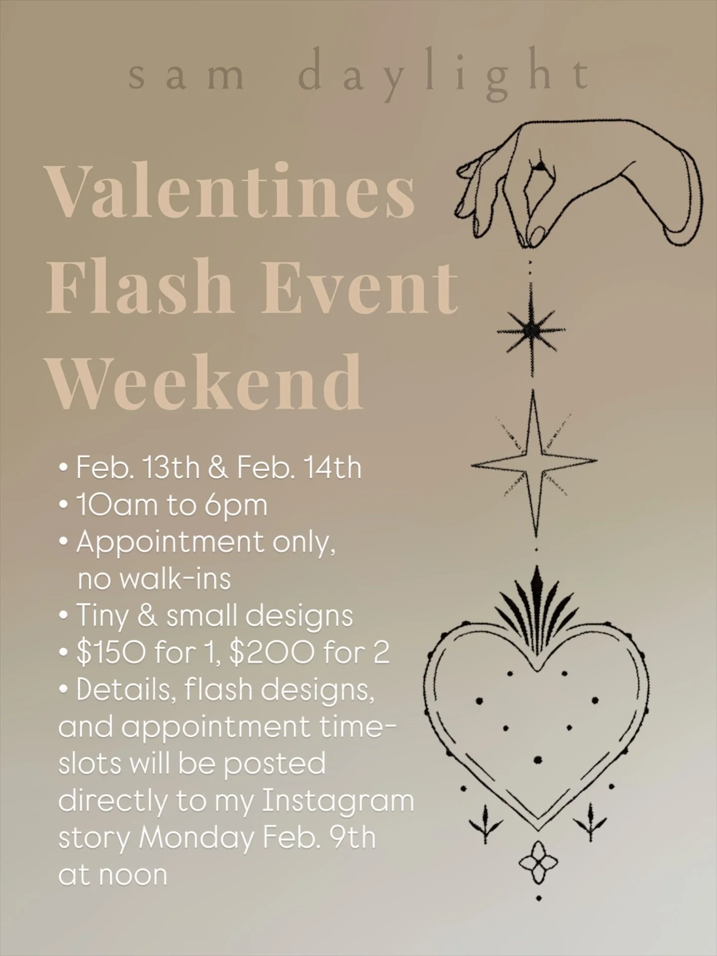 I&rsquo;m so excited to host my first flash event @daylight.tattoostudio ! What a cool moment. Make sure to go to my recent story post and turn on a countdown notification for when I post the flasher designs appointment slots. Once I post the booking