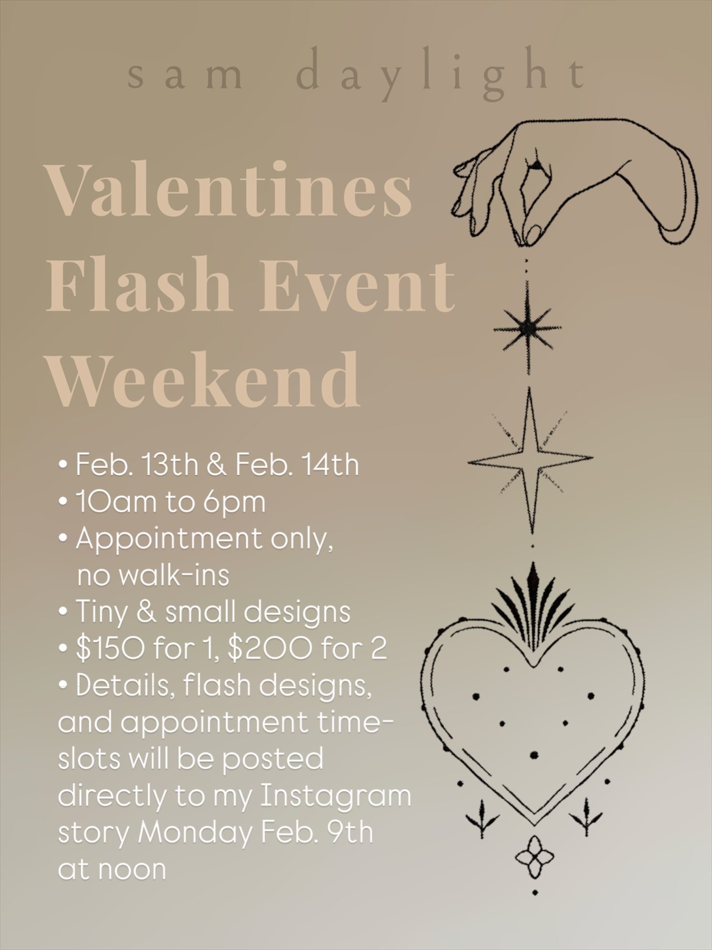 I&rsquo;m so excited to host my first flash event @daylight.tattoostudio ! What a cool moment. Make sure to go to my recent story post and turn on a countdown notification for when I post the flash designs and appointment slots. Once I post the booki