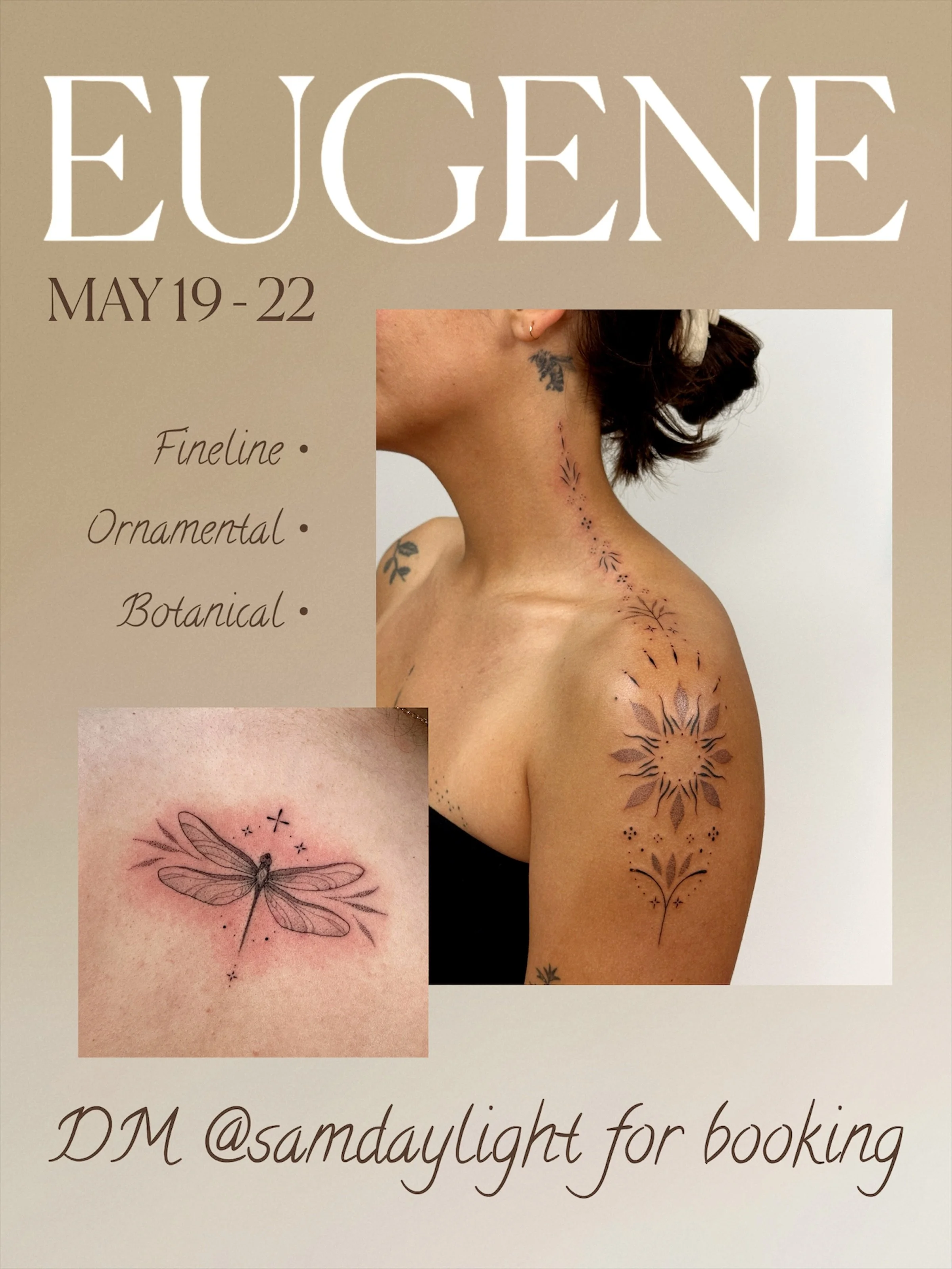 EUGENE! The city where my tattoo journey began ~ This is the first time I&rsquo;ve been able to come back for a guestspot since moving away and I&rsquo;m SO excited!! Shoot me a DM or an email if you&rsquo;re interested in booking a spot during my st