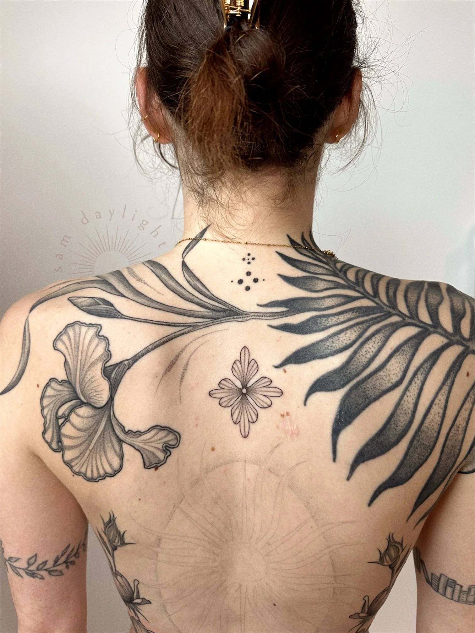 PROGRESS! Swipe to see where we started 7 months ago on this full back piece. Here&rsquo;s to Olivia&rsquo;s dedication and trust, one more session to finish the centerpiece! 💗
.
.
.
#PortlandTattooArtist #PortlandTattooShop #OregonTattooArtist #fin