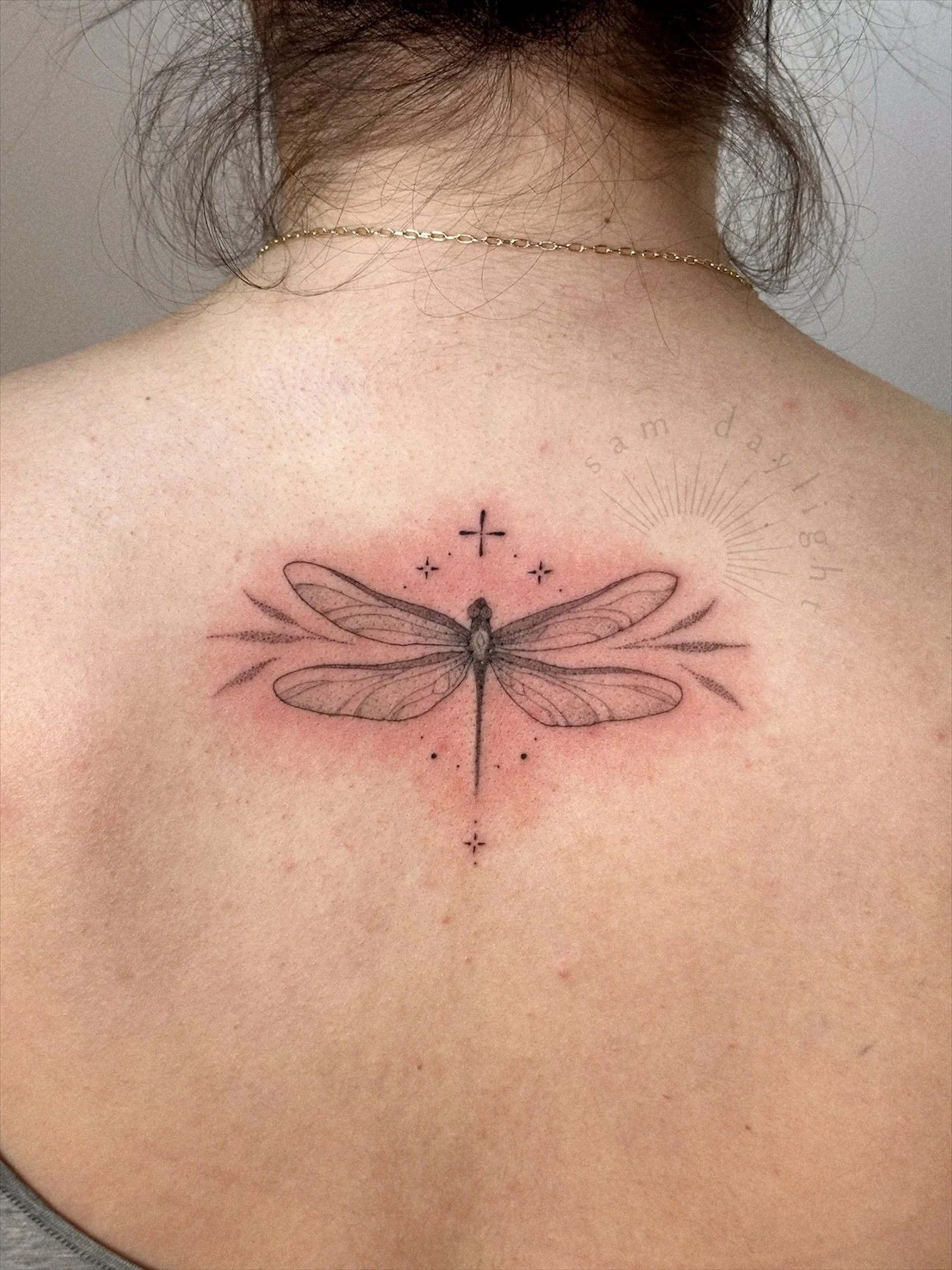 I swear I never get tired of tattooing dragonflies, their wings are just so intricate and delicate! Thanks for letting me add on all my cute lil ornaments ✨
.
.
.
#PortlandTattooArtist #FineLineTattoo #OregonTattooArtist #PortlandTattooShop