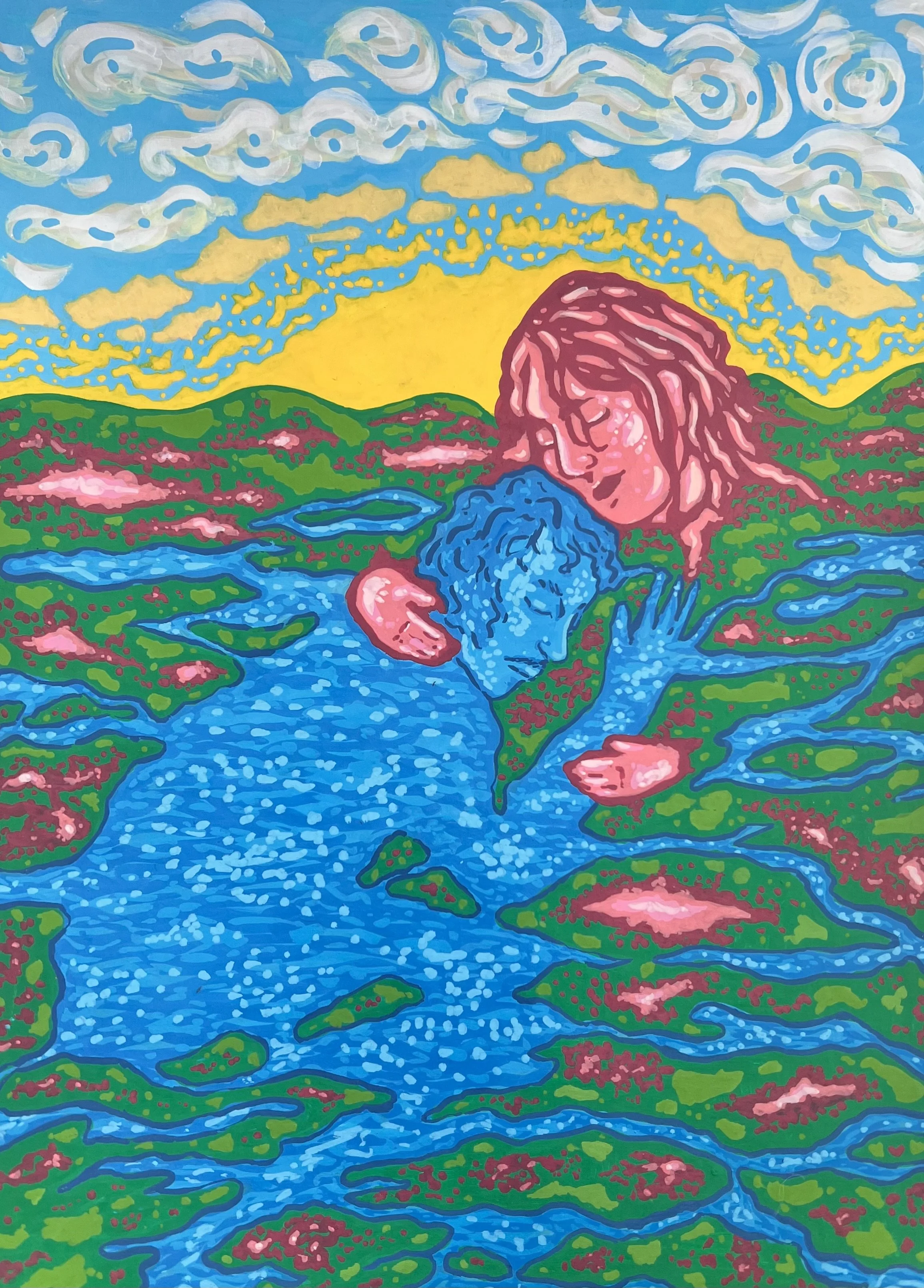 "Earth and Water" Acrylic marker on paper, 8" x10", 2025