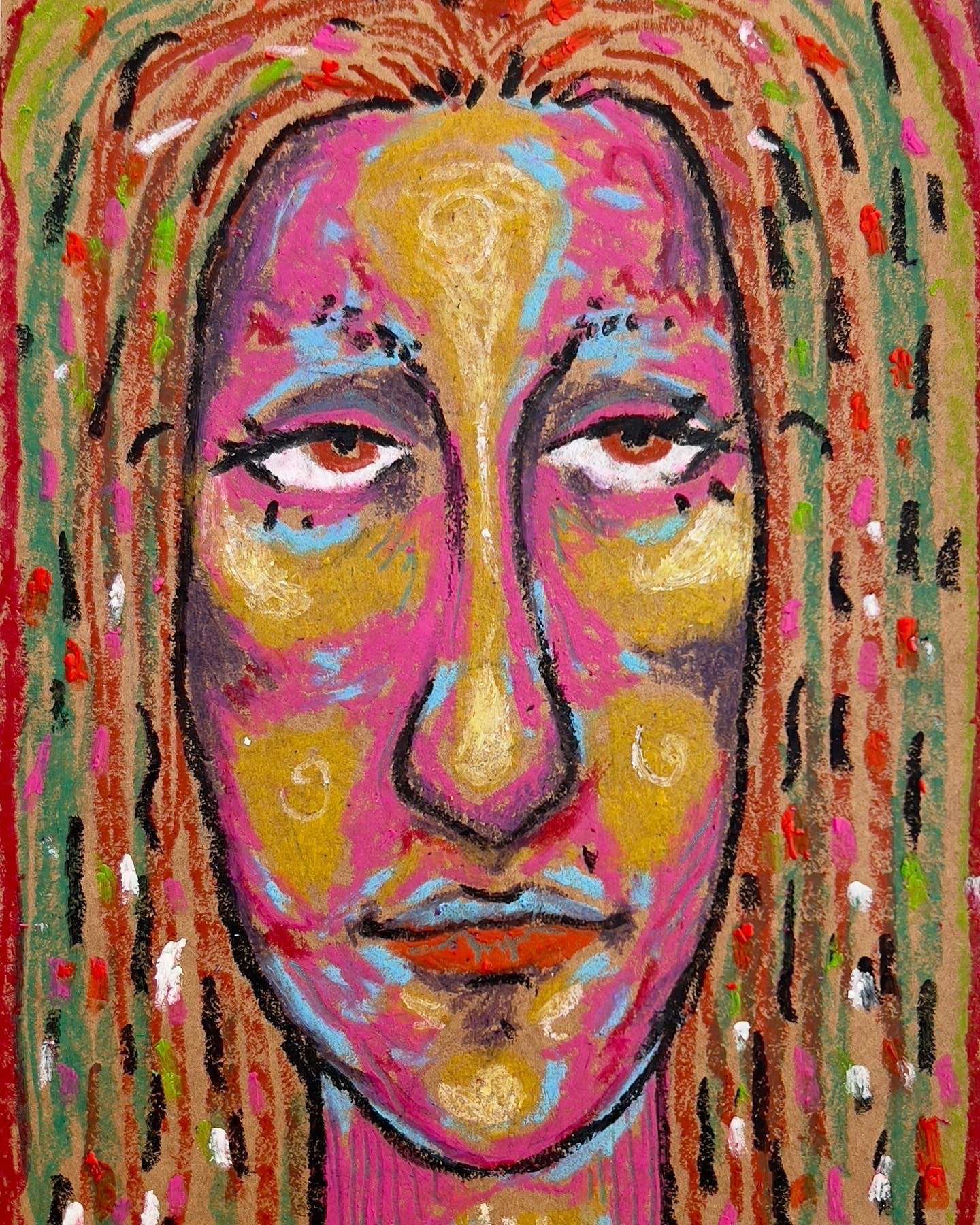Oil pastel on cardboard, 2022