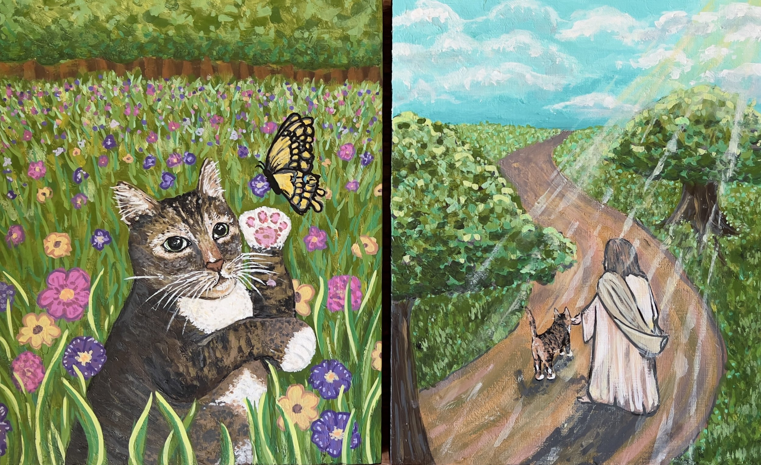 "Rudolph", Diptych, acrylic on 2 8" x 10" wood panels, 2024