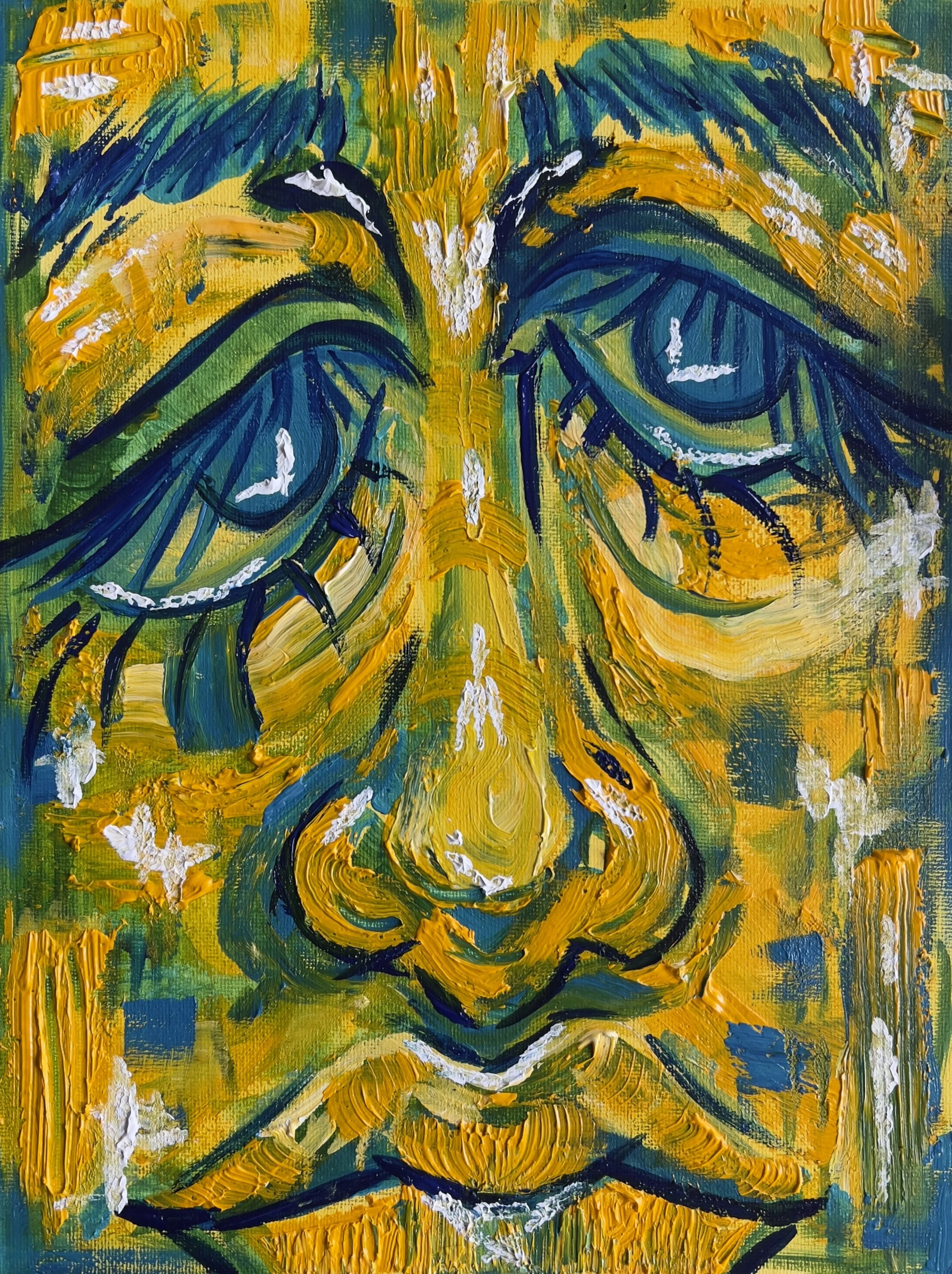 "Distorted" acrylic on canvas board, 8" x 10", 2022