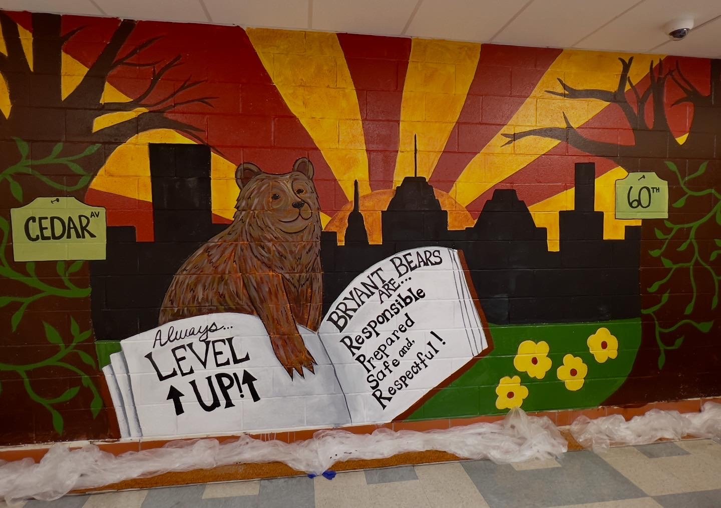 Bryant Bear Mural at W.C. Bryant Elementary 's Library, 2025