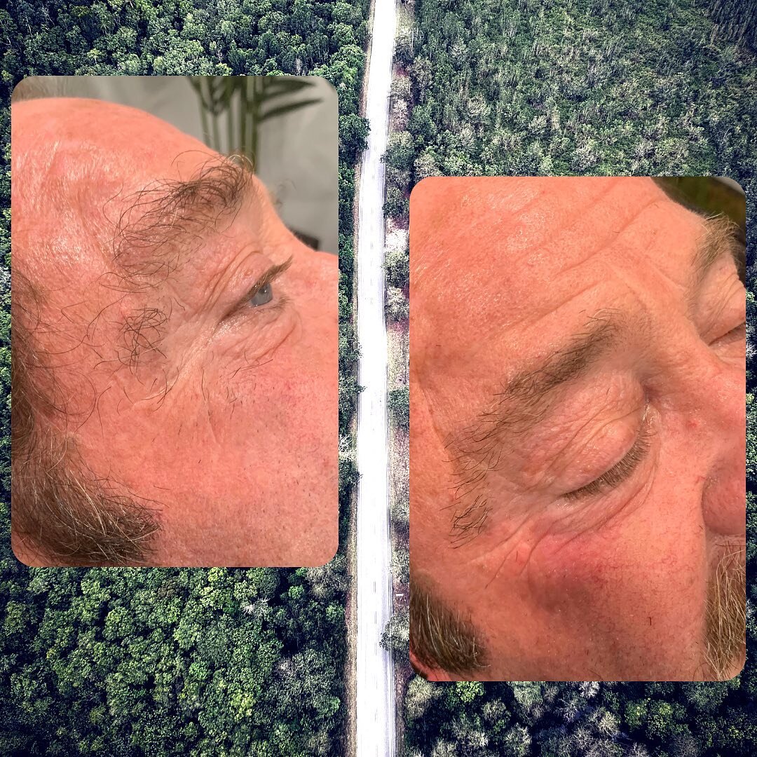When we started we couldn&rsquo;t tell where his ear hair and eyebrows started and where his hair line stopped! A wax and a trim later&hellip; he&rsquo;s a new man! #waxspecialist #beforeandafter #eyebrowwax #earwaxing #malegrooming #realmengroom #hq