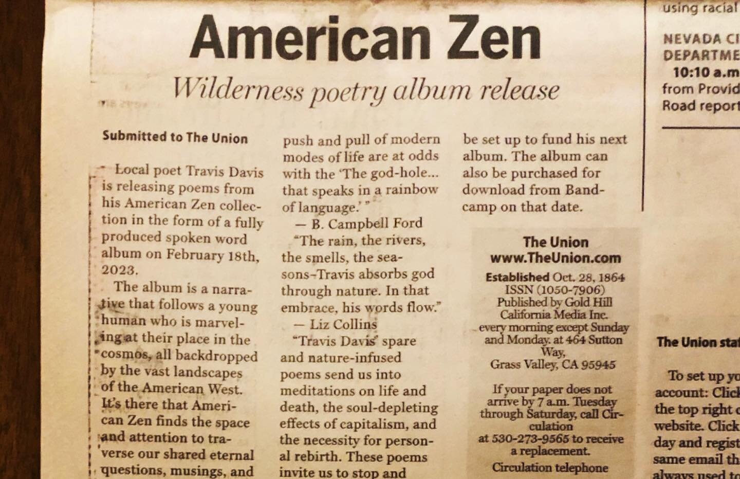 A little press for American Zen. We sent to the Lincoln Journal Star as well but&hellip; crickets thus far lol. 

SATURDAY