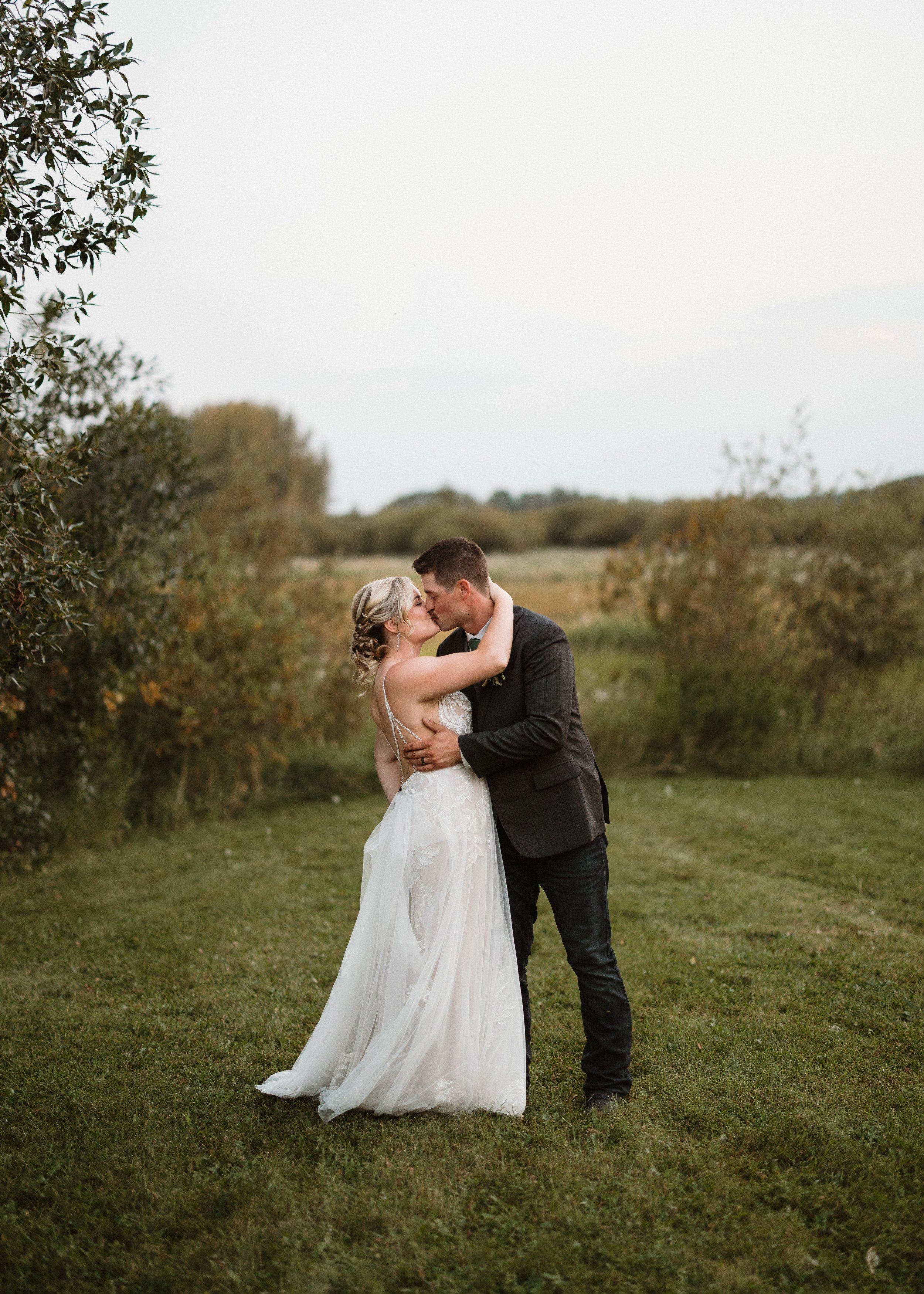 golden hour bride and groom near innisfail