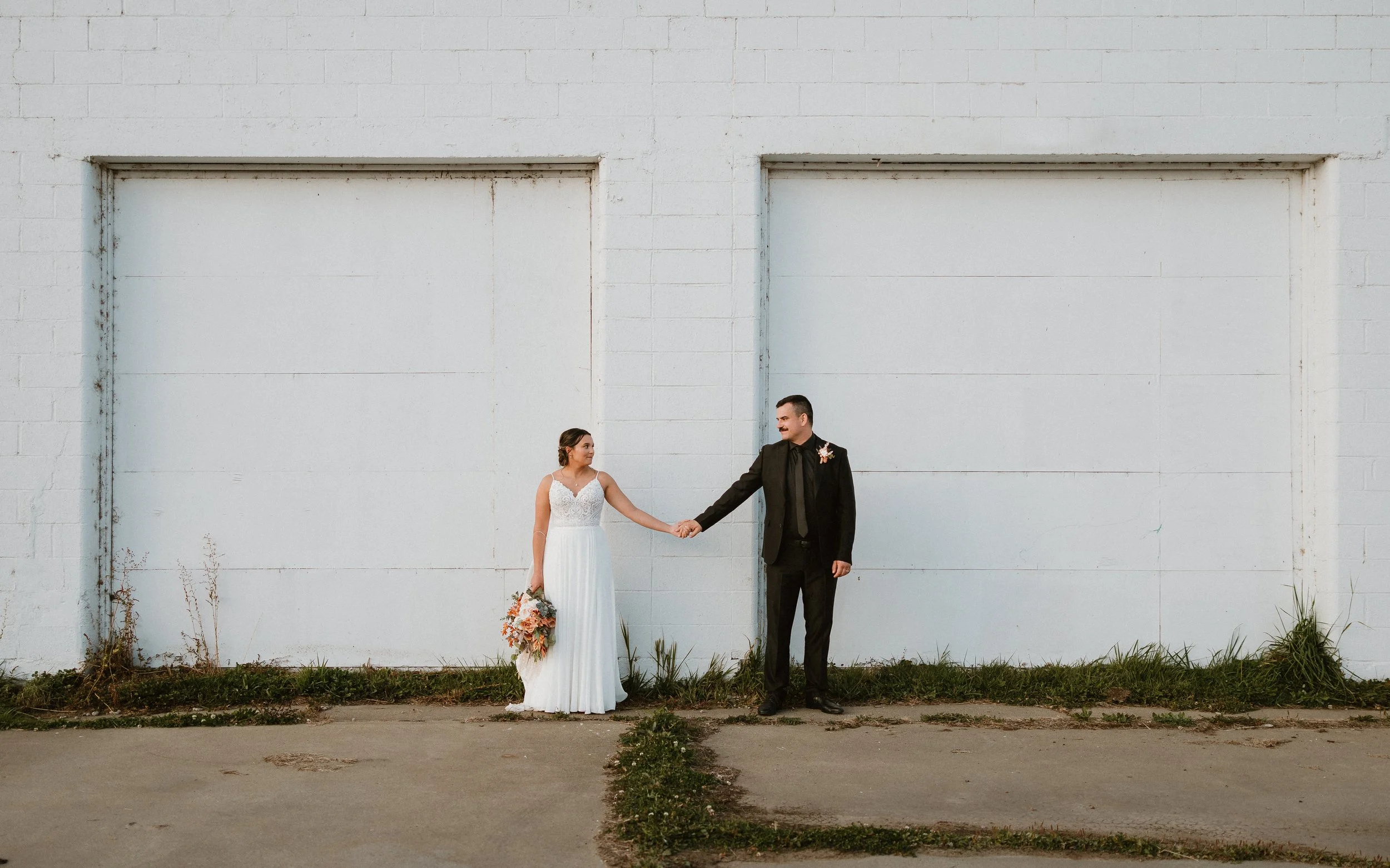 bride and groom at muttart conservatory