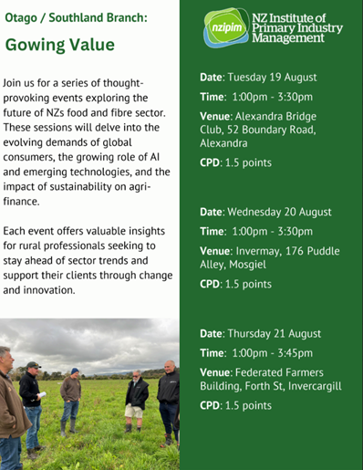 MPI On Farm Support and NZIPIM present - Growing Value (Alexandra)