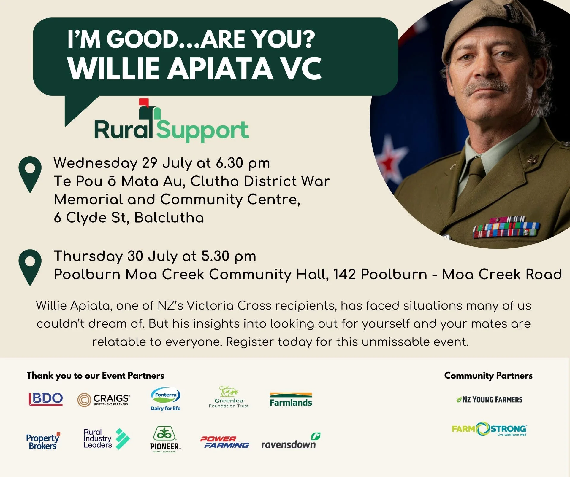 I'm good...Are you? Willie Apiata VC