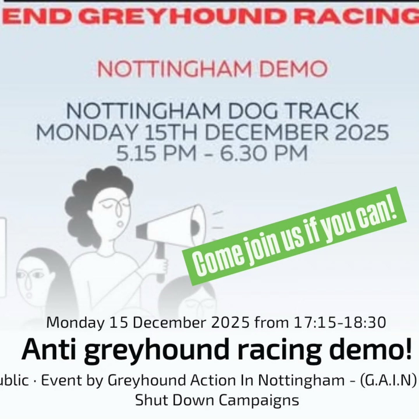 #Repost @closenottinghamdogtrack
・・・
A little reminder that next Monday we&rsquo;ll be peacefully protesting outside Nottingham Dog Track to speak up against animal abuse! Please come join us if you can and help us bring an end to greyhound racing!
