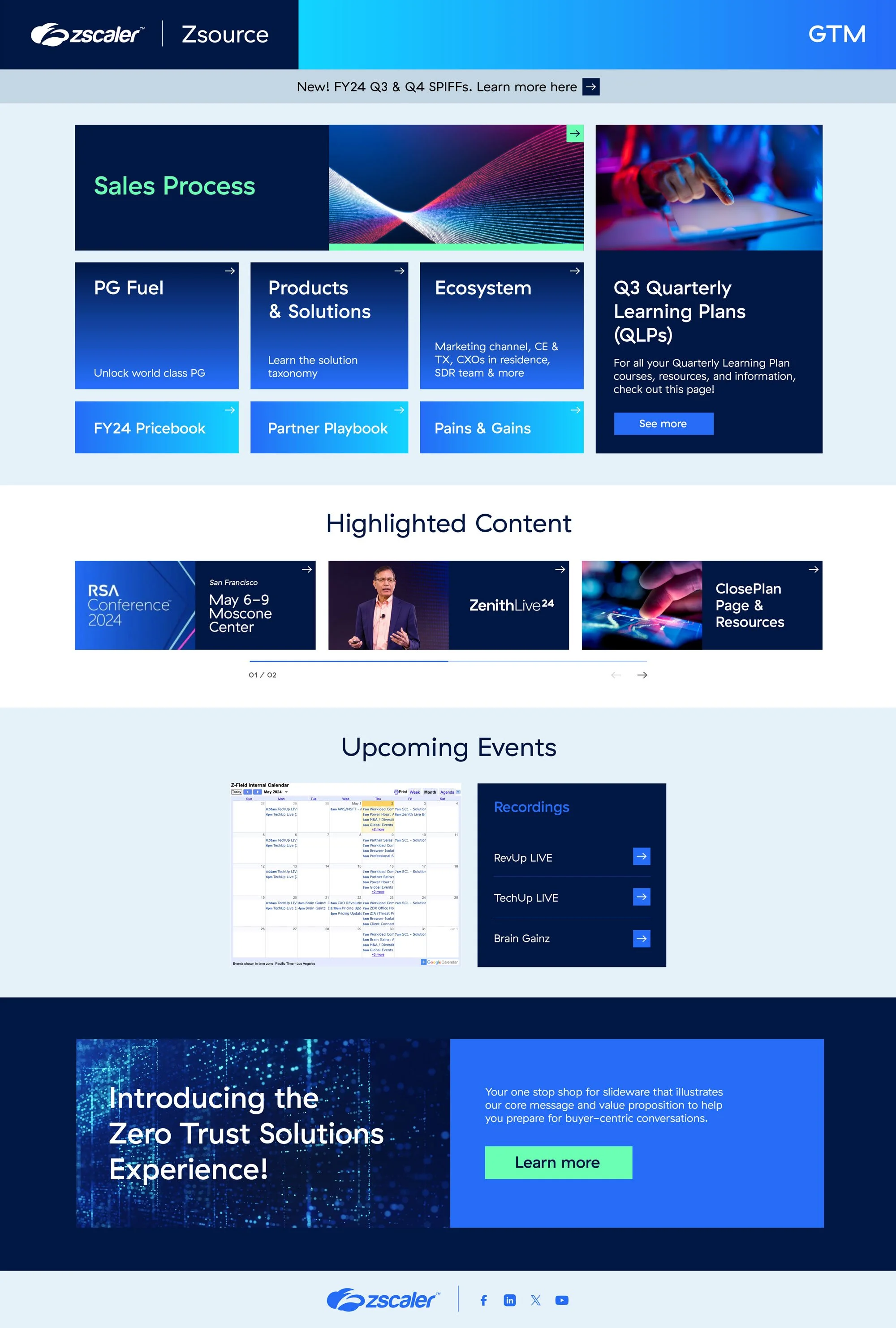  The homepage served as the template and style guide for the rest of the site.  This web platform was built around PowerPoint which gave members of the Revenue Enablement team the opportunity to design and update their own pages, and greatly reduced 