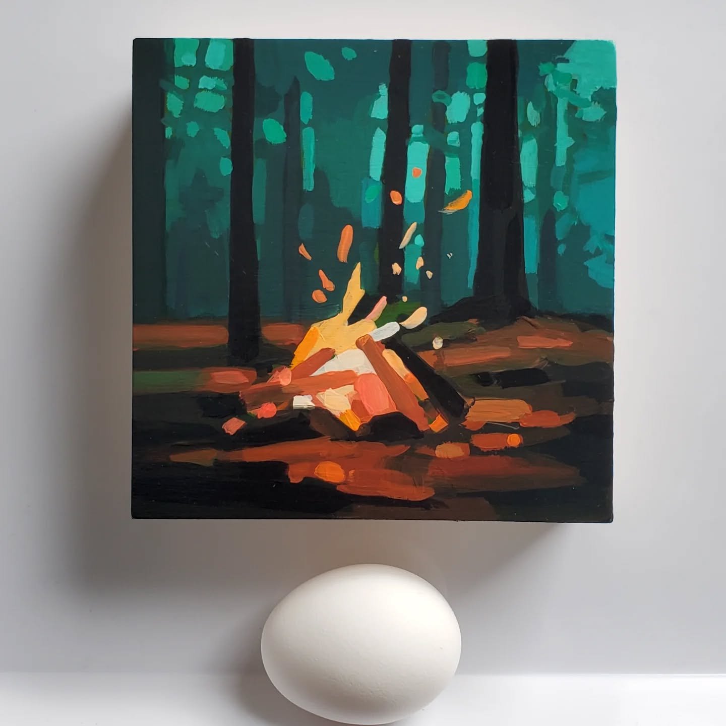 Mini 697 has previously sold.  This month I offered to paint minis for my outstanding Pricelock and gift certificate holders.  This is a similar version to a fire I painted before.