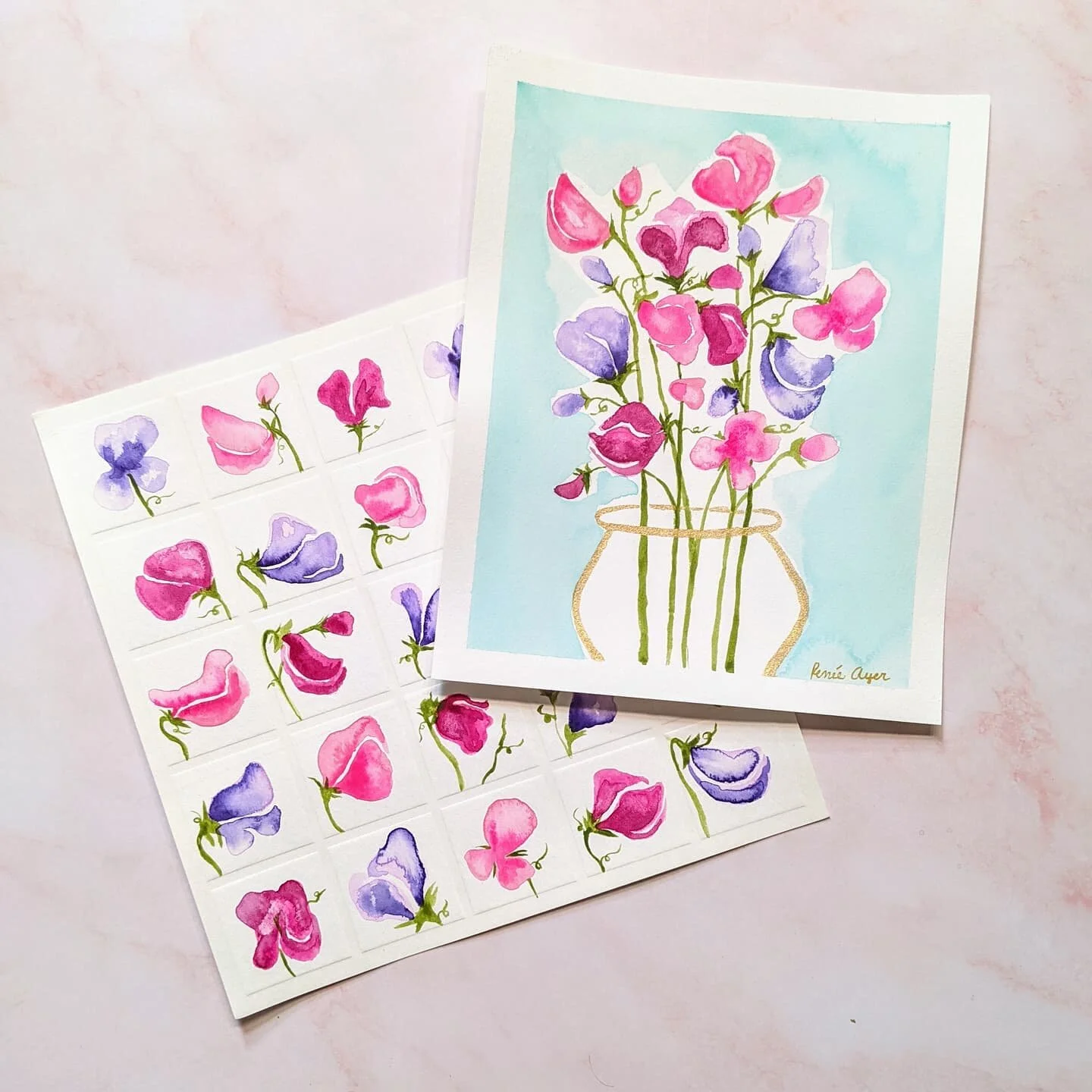 Who loves sweet peas? This grid paper from @caseformaking is excellent for repeating flower studies 💕