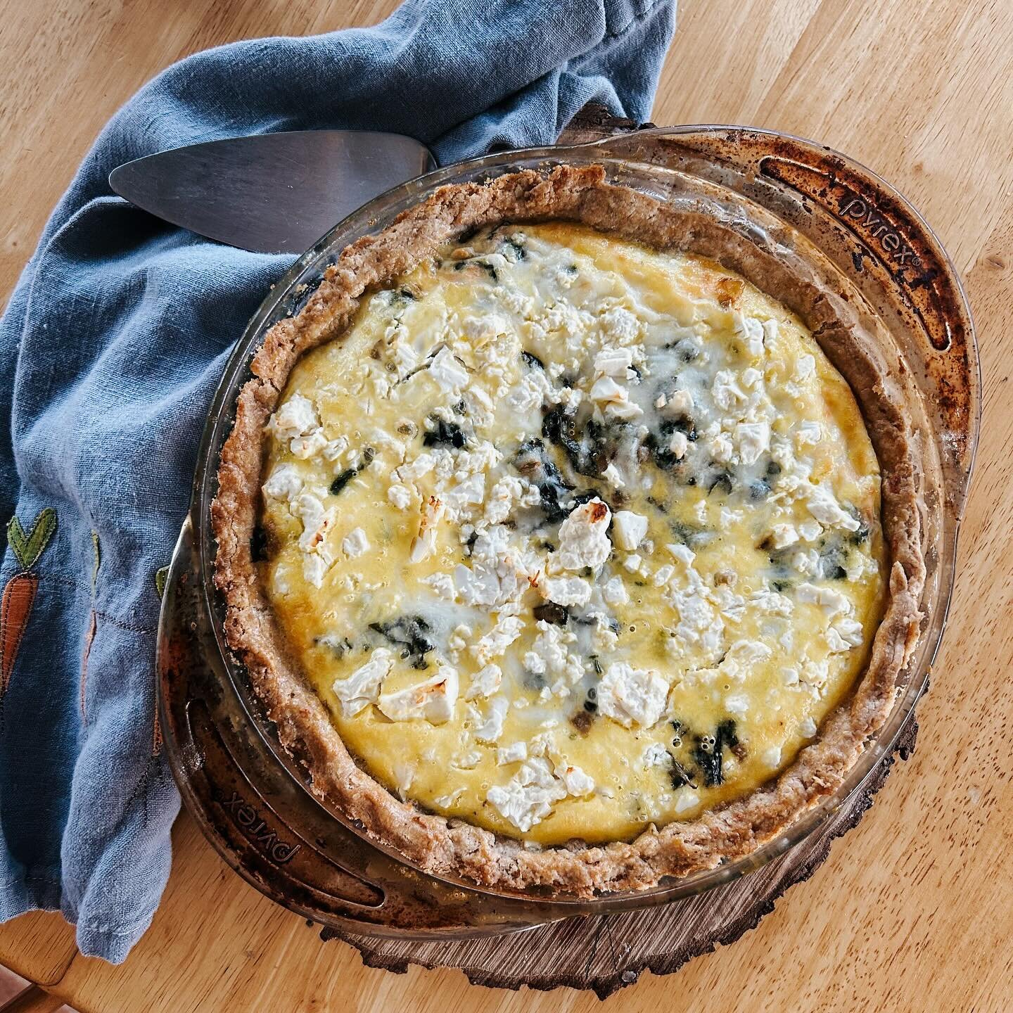 Foraged spring greens + feta quiche. Oh it feels so good to be eating from the land again!

This is a basic spinach &amp; feta quiche recipe but I substituted nettles and sochan (a wild green that&rsquo;s a staple in Cherokee food traditions in our r