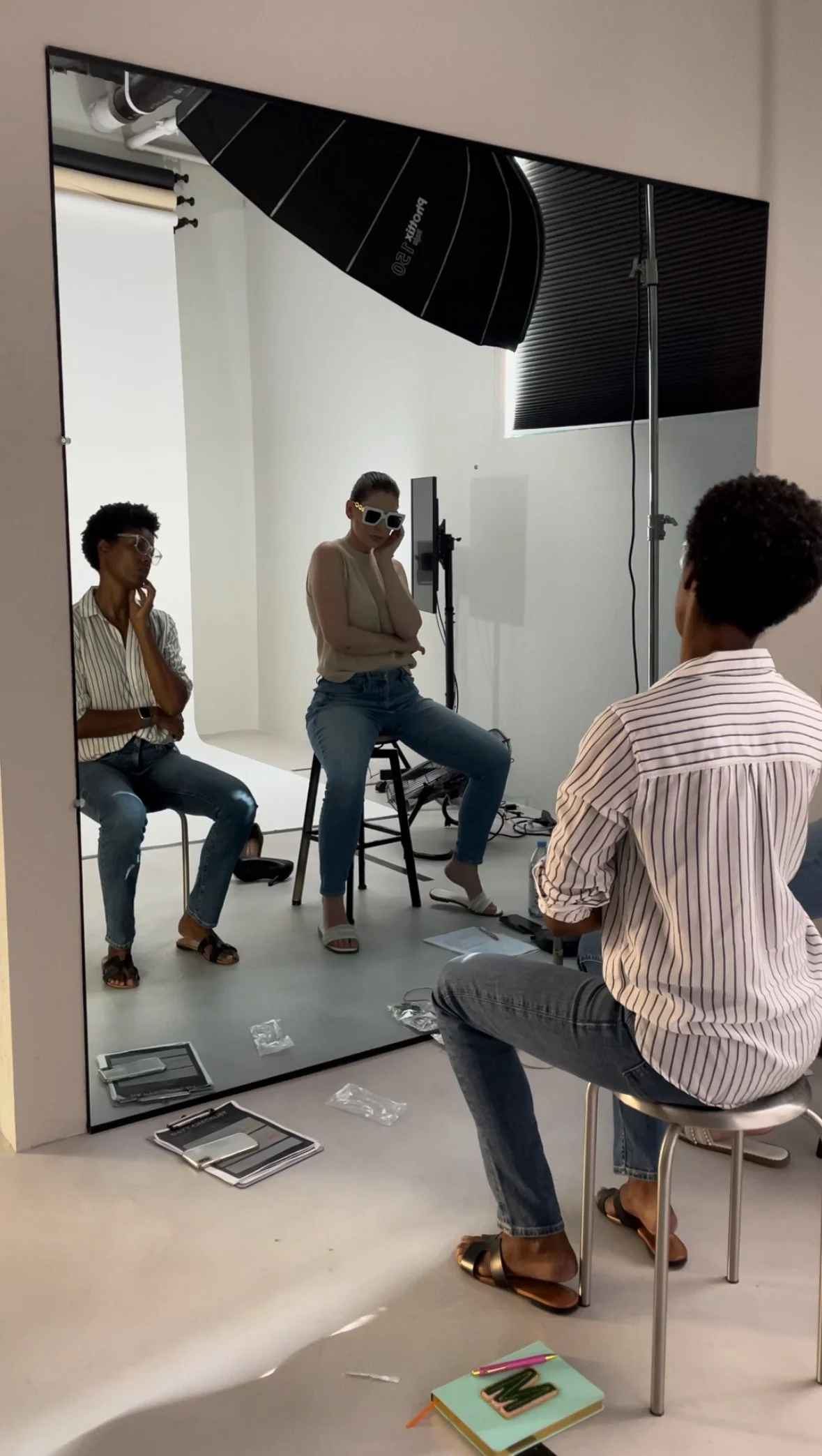 Model coaching session with a model