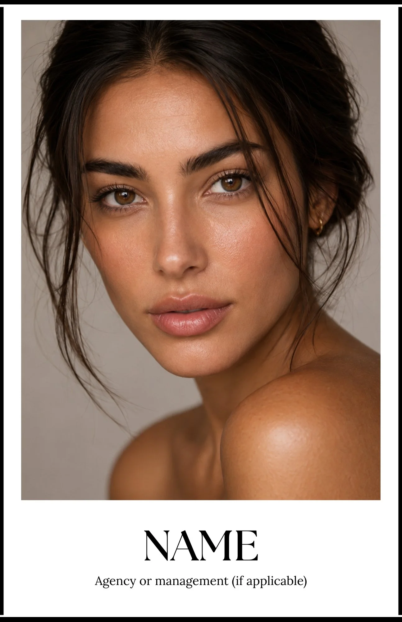 Professional model comp card example