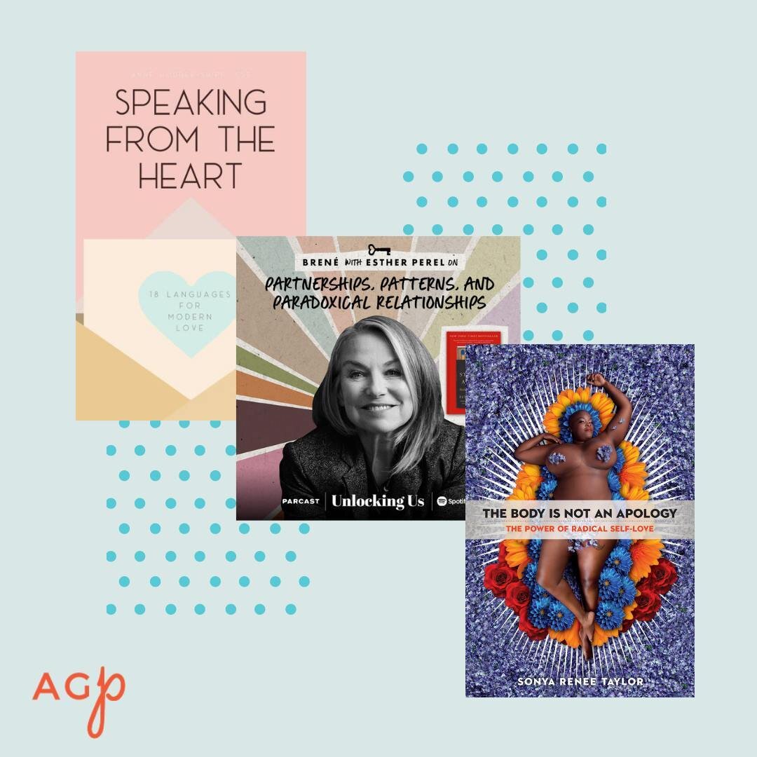 Today we wanted to share some great recommendations from our AGP therapists. ⠀
⠀
AGP Founder and Lead Therapist Kerrie Mohr, LCSW recommends the podcast episode, &ldquo;Partnerships, Patterns, and Paradoxical Relationships&rdquo; with Bren&eacute; Br