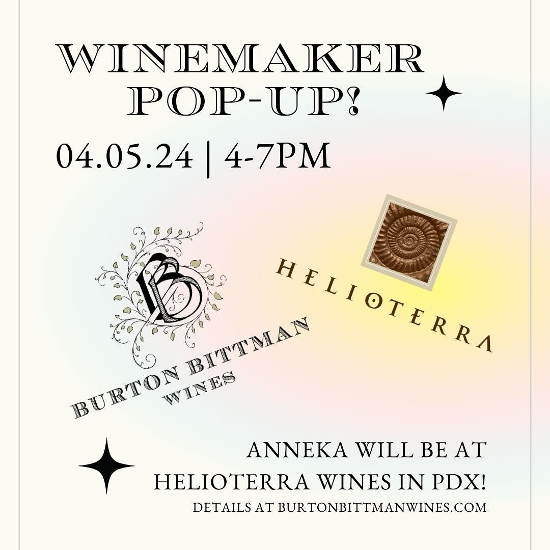 Winemaker Pop-up! 📣 Anneka is leaving Dundee and coming to Portland. Join her @helioterrawine for a guest winemaker moment Friday, April 5th | 4-7pm 
She&rsquo;ll have a line-up of 2021 vintage wines and that crowd-pleasing fav &ndash; the 2018 Pass