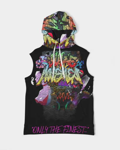 Sleeveless hoodie with graffiti and "Only the Finest" text