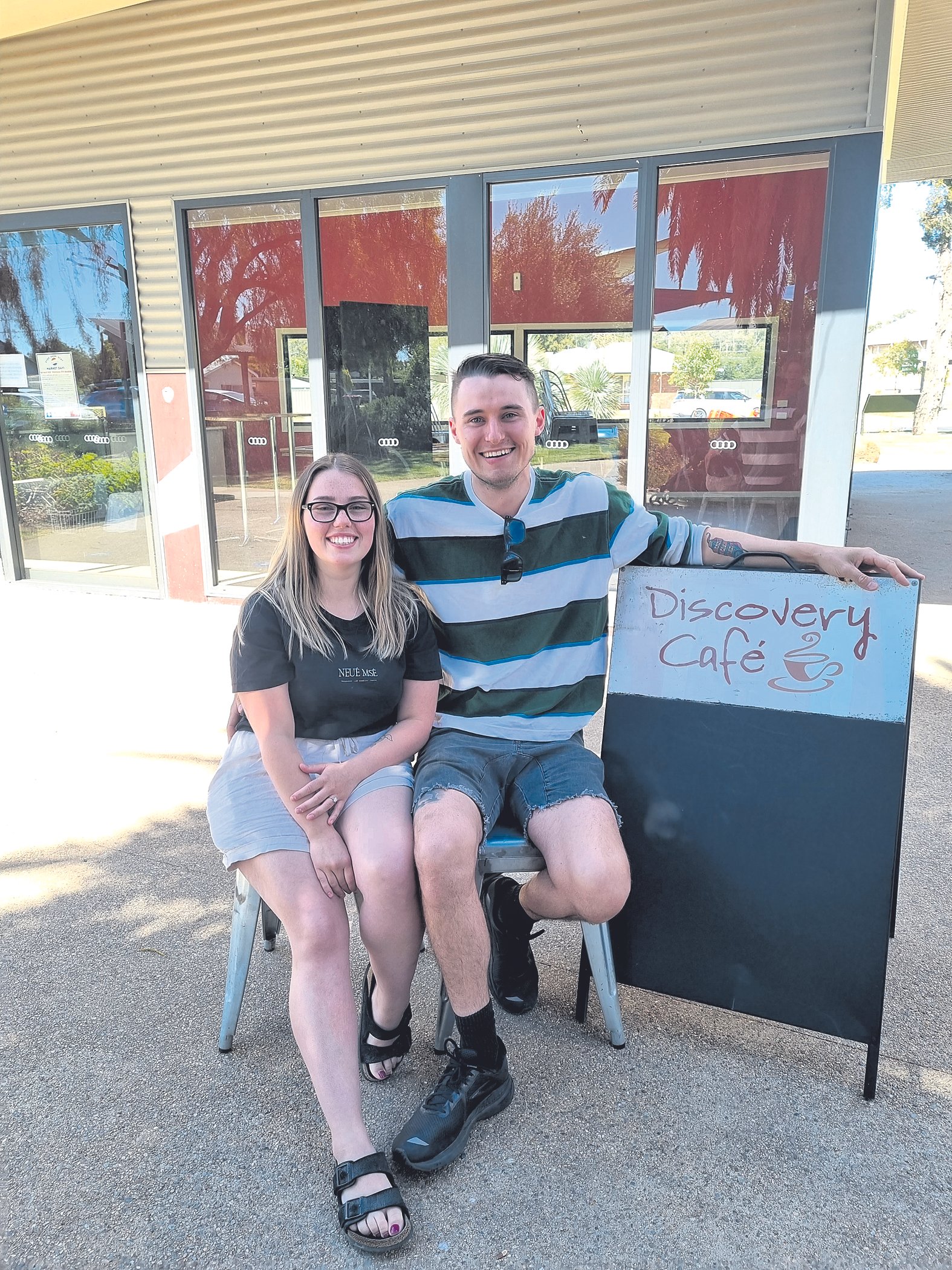 Mikayla and Connor are at the Balranald Discovery Centre Cafe helm