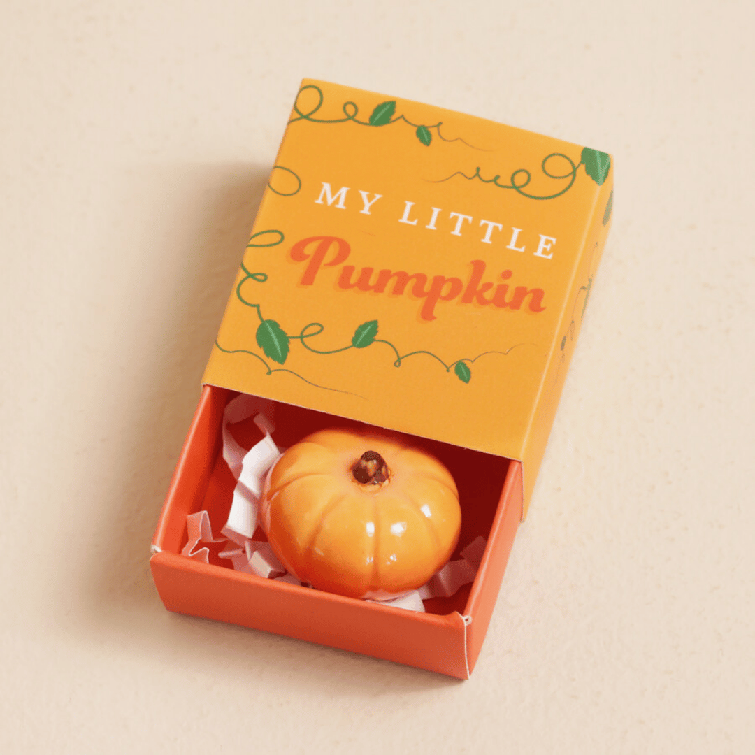Tiny Matchbox Ceramic Pumpkin Trinket