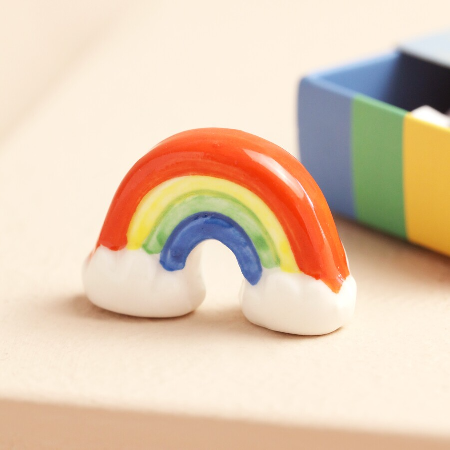 Collage art supplies & gifts | Tiny Matchbox Ceramic Rainbow Trinket