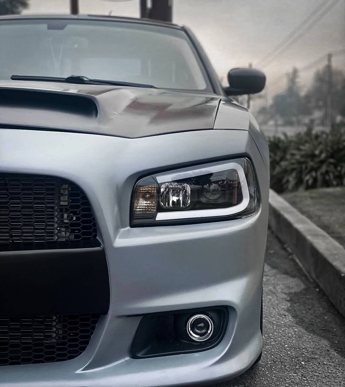 Charger wrapped in satin nardo gray &amp; satin black 
🔥🔥🔥 

DM to setup appointment