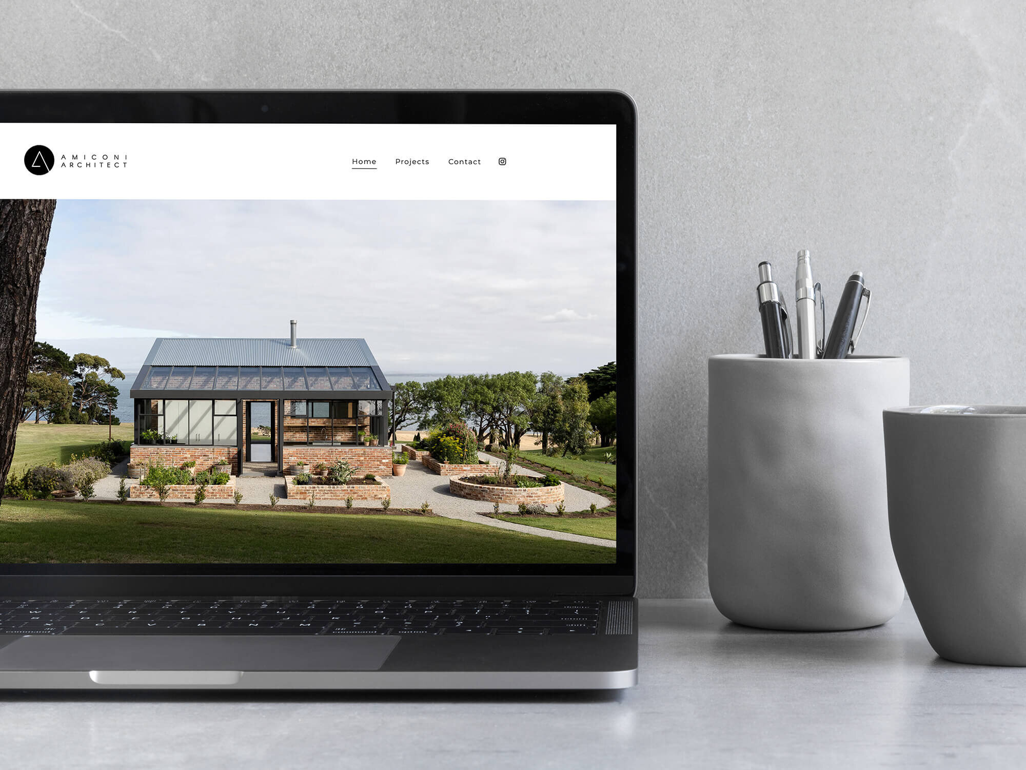 Logo design, brand identity development, website development, signage and stationary creation for Amiconi Architect. Web Design, Branding, Logo Development, Business Cards, Brochures, Website Development, Stationary.